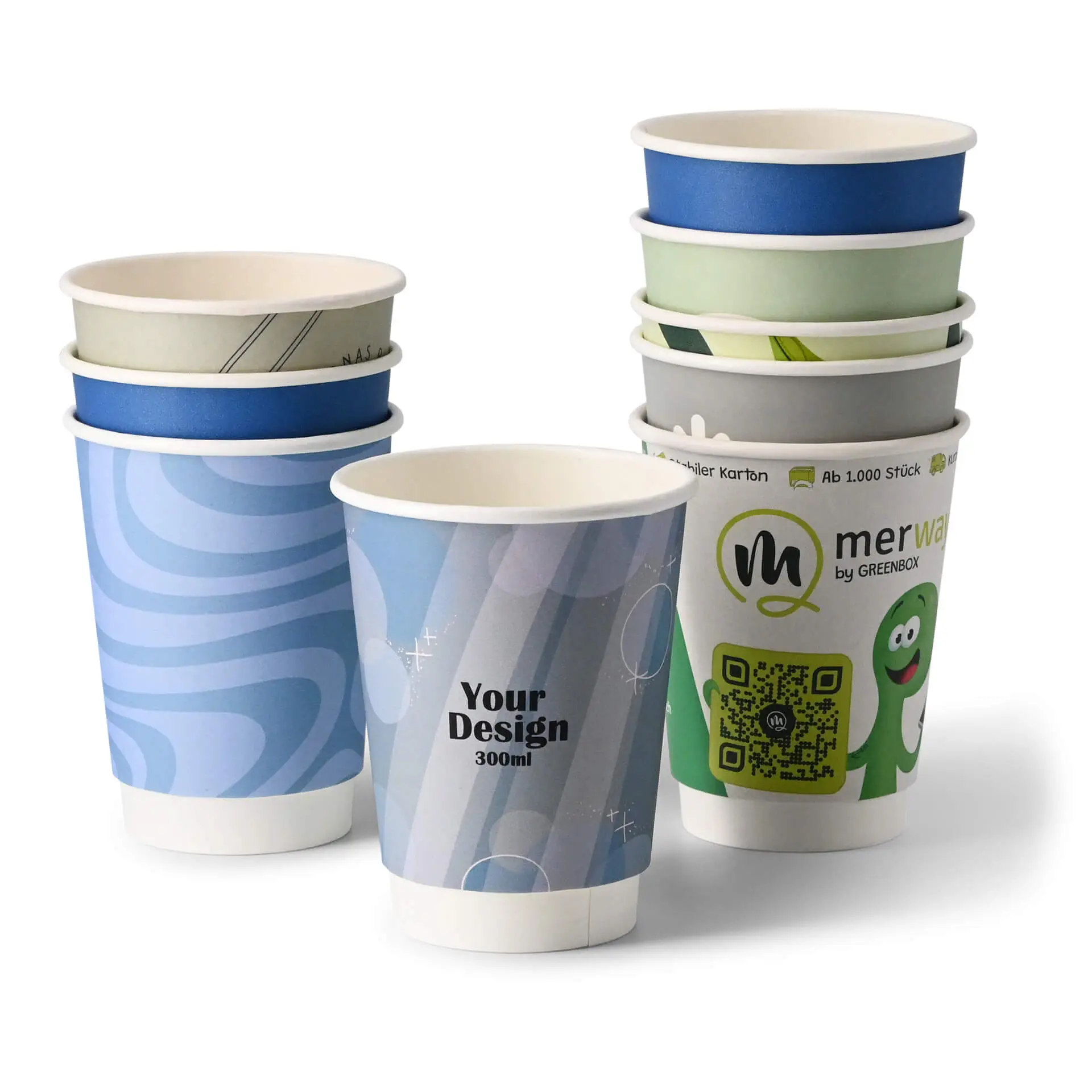 Papieren bekers bedrukken (dubbelwandig) 300 ml / 12 oz, dubbelwandig, wit, glanzend, watergedragen barrière Papieren bekers bedrukken (dubbelwandig) 300 ml / 12 oz, dubbelwandig, wit, glanzend, watergedragen barrière