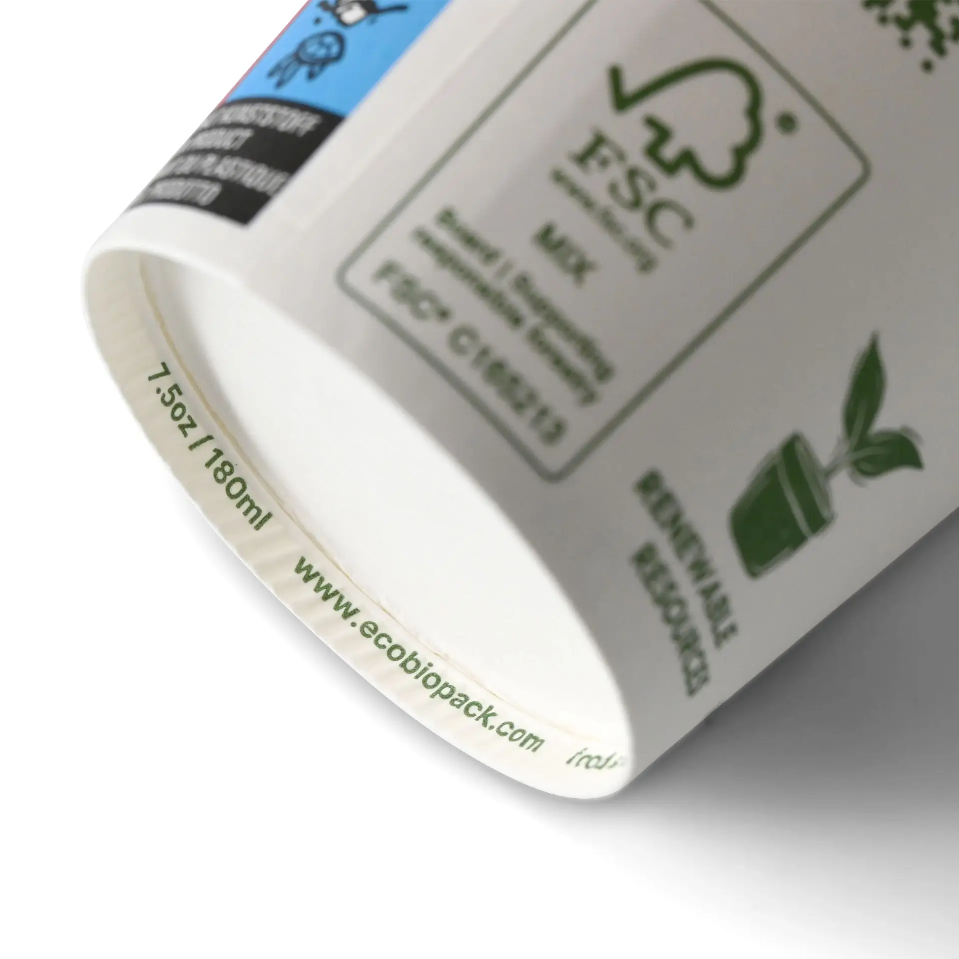 Automatenbeker "EcoUp©" Icons, 180 ml / 7,5 oz, Ø 70 mm, enkelwandig, wit, PLA-coating