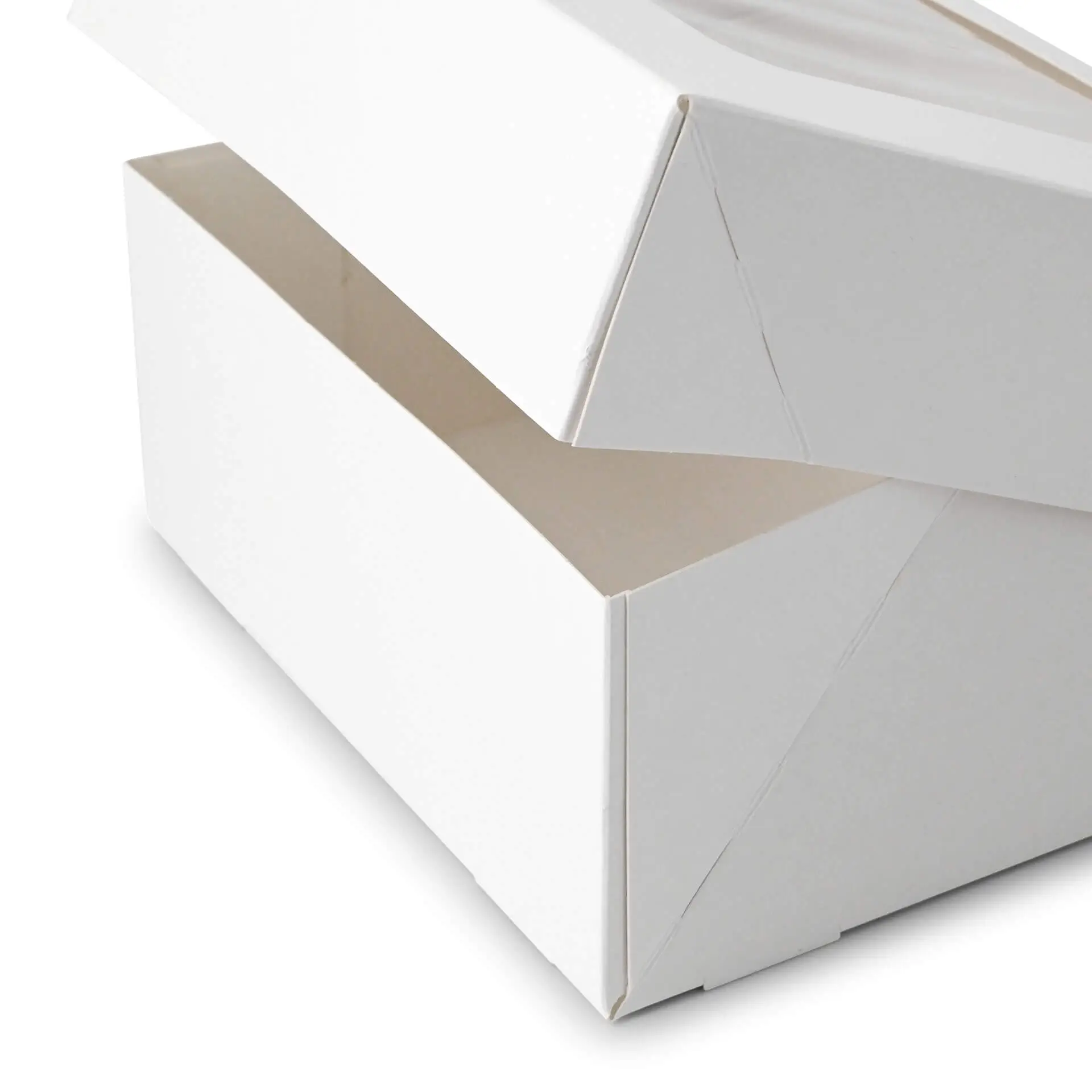Witte doos voor cupcakes, met een cellulose venster en een open bovenkant, ideaal voor de verpakking van eetwaren.