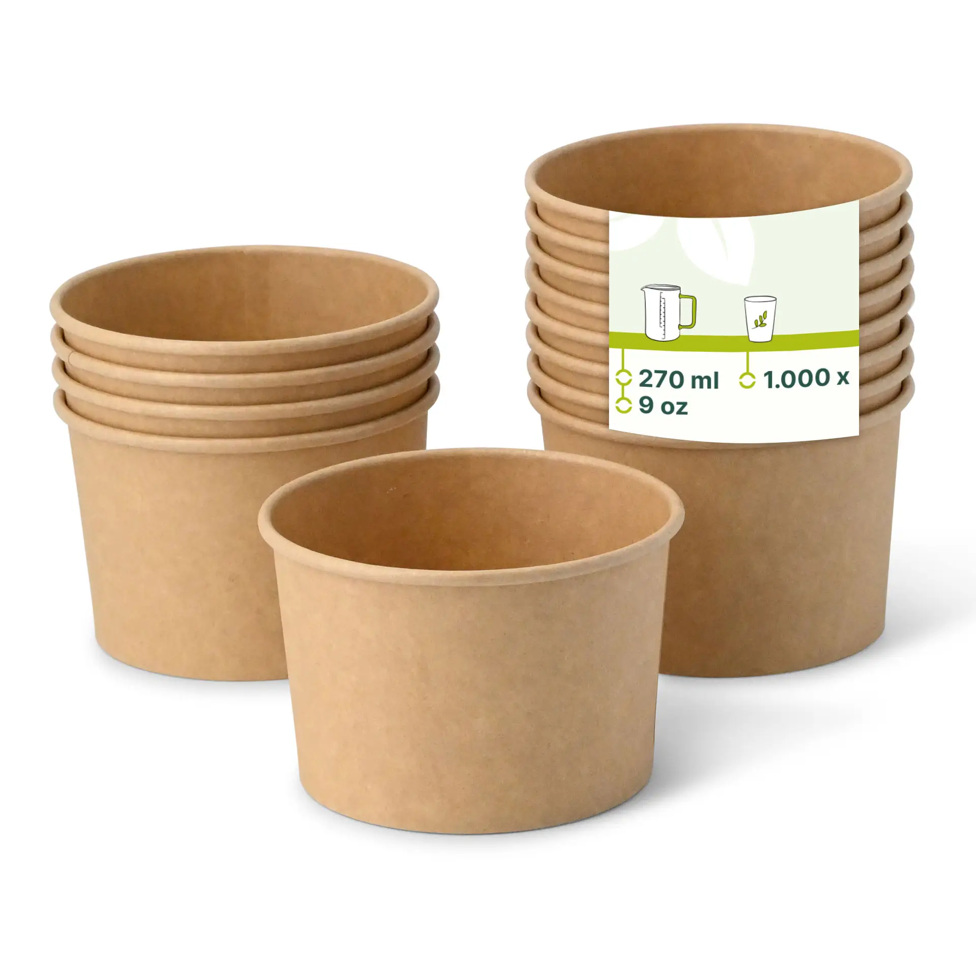 IJsbekers Karton M (gecoat) 200 ml, max. 270 ml, Ø 92 mm, bruin IJsbekers Karton M (gecoat) 200 ml, max. 270 ml, Ø 92 mm, bruin