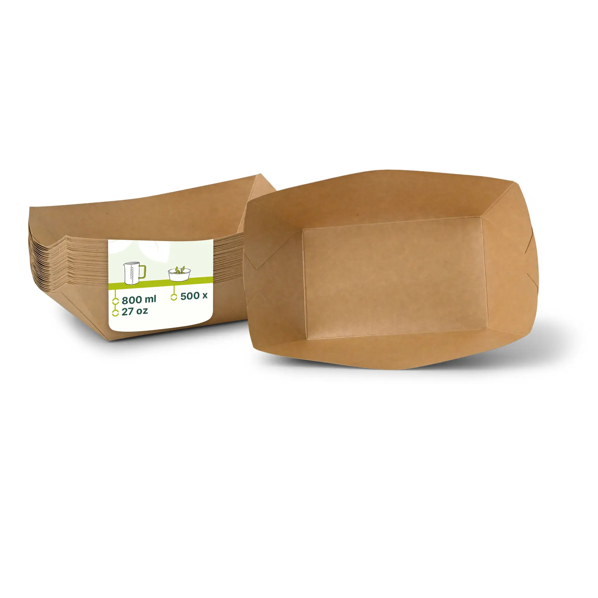 Snackbakje van karton 800 ml, 21,5 x 16 x 5 cm, bruin
