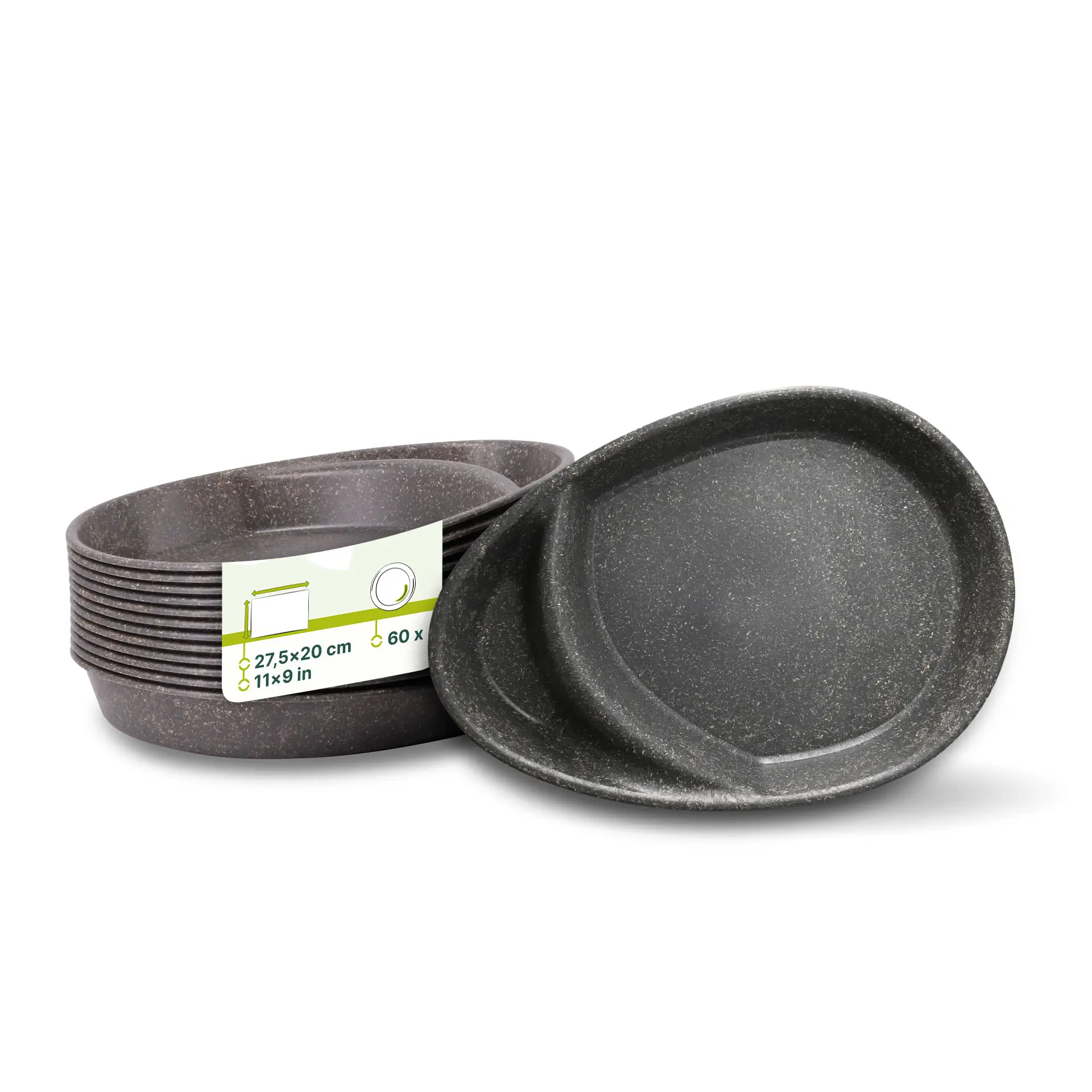 Herbruikbaar menubord "merways Plate" 27,5 x 20 x 3,5 cm, 2 vakken, druppelvormig, peper/grijs Herbruikbaar menubord "merways Plate" 27,5 x 20 x 3,5 cm, 2 vakken, druppelvormig, peper/grijs