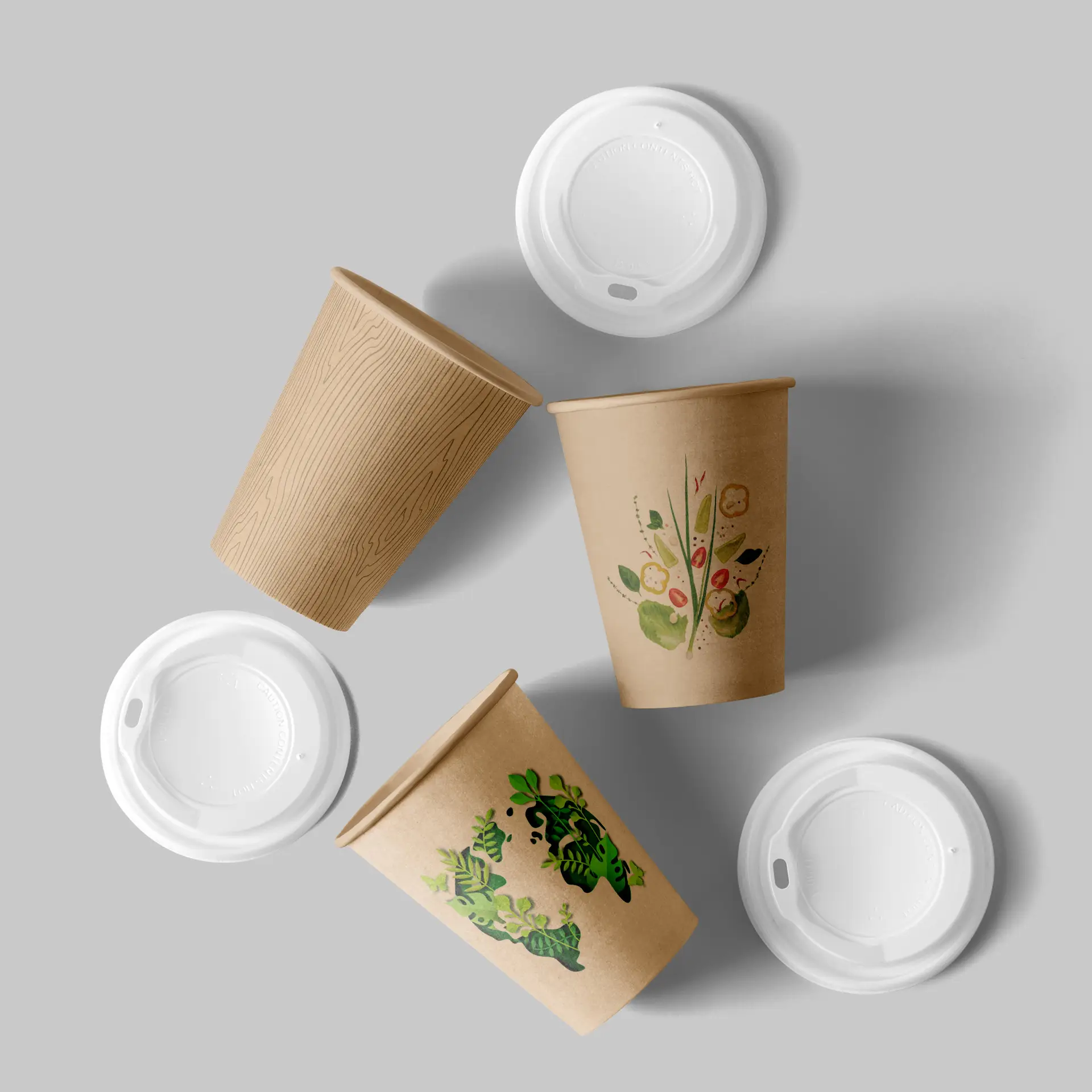 Papieren bekers met logo (enkelwandig), 200 ml / 8 oz, bruin, PE-coating