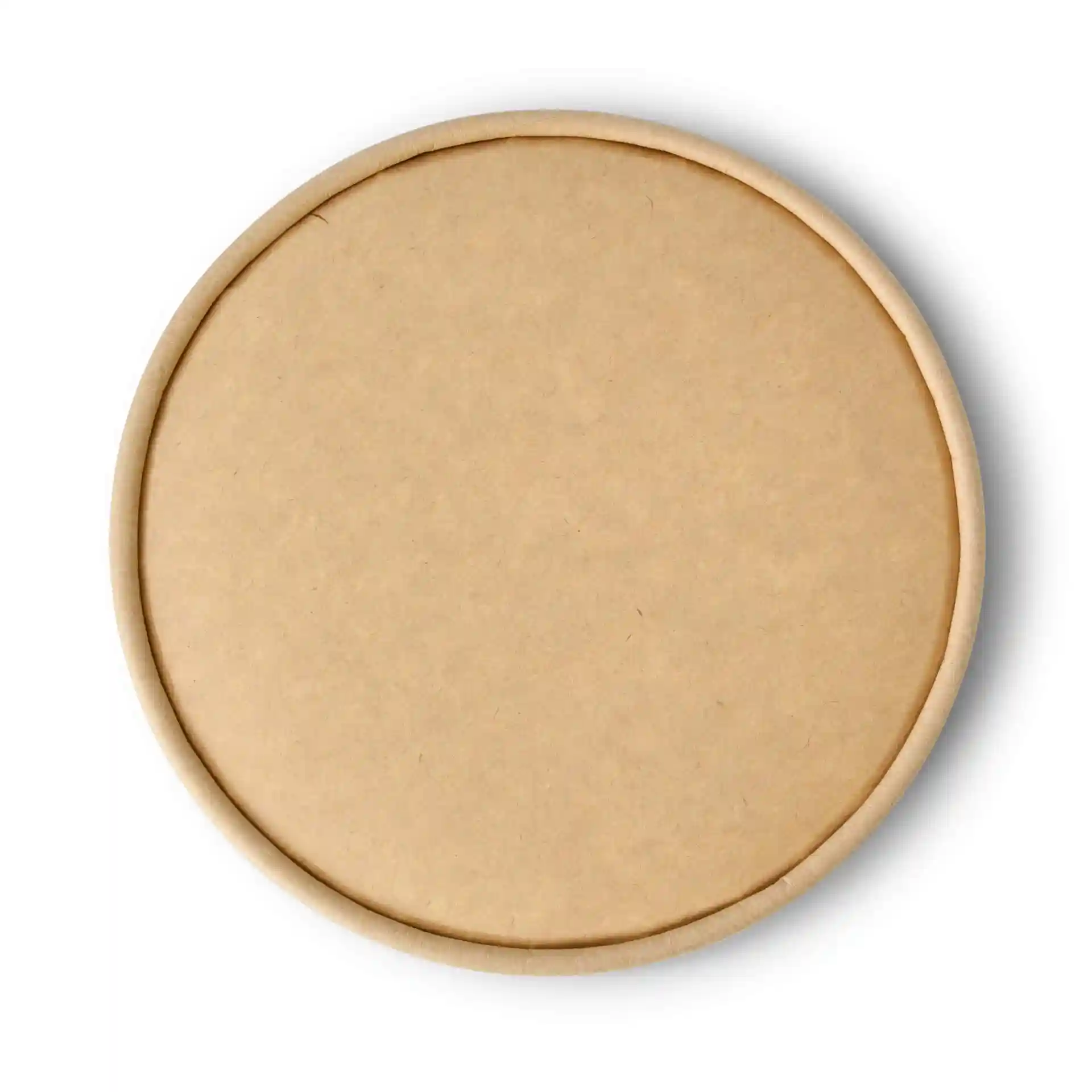 Ronde bruine kartonnen deksel met een diameter van 150 mm en een hoogte van 17 mm.