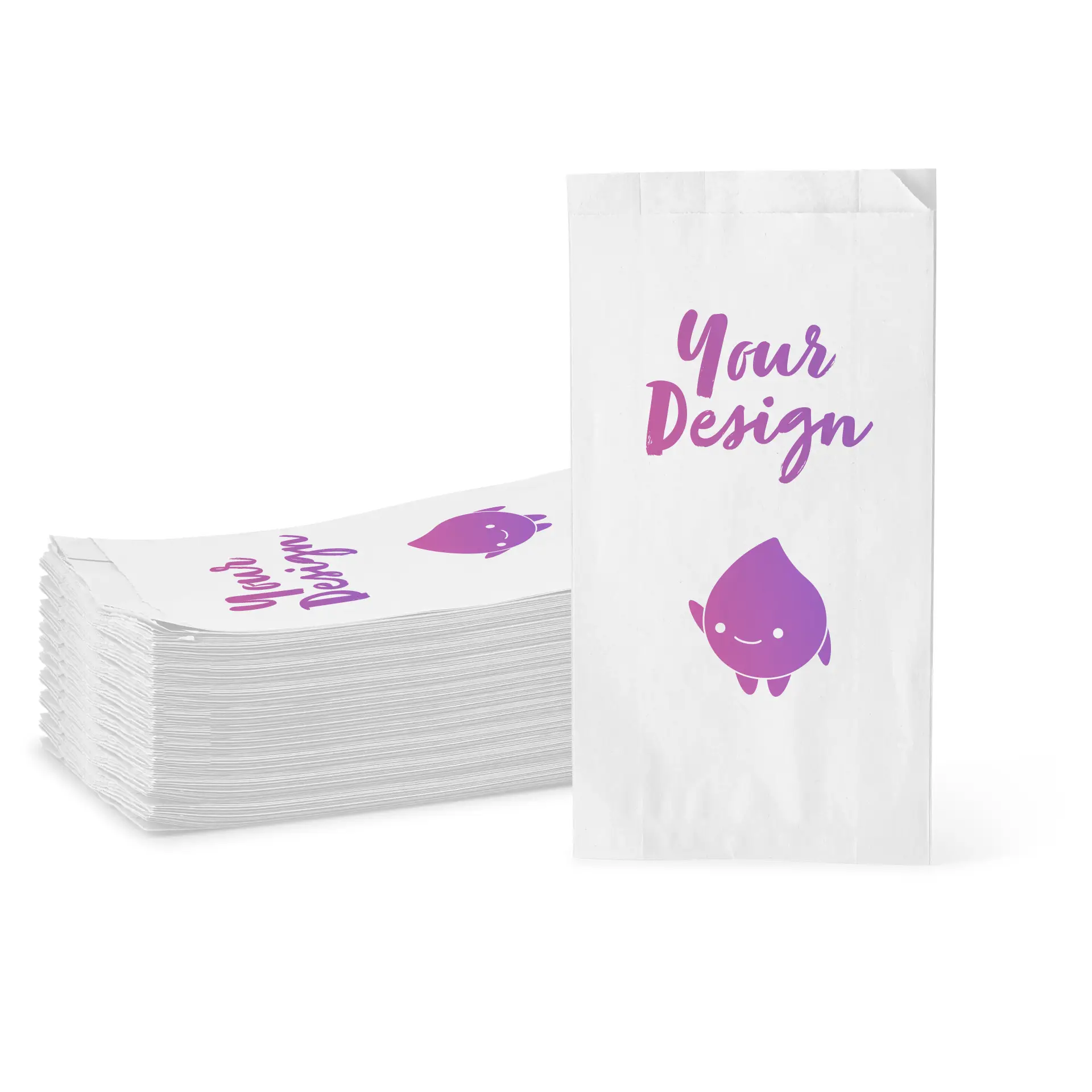 Bedrukte broodzakken, wit, 15 x 6 x 29 cm