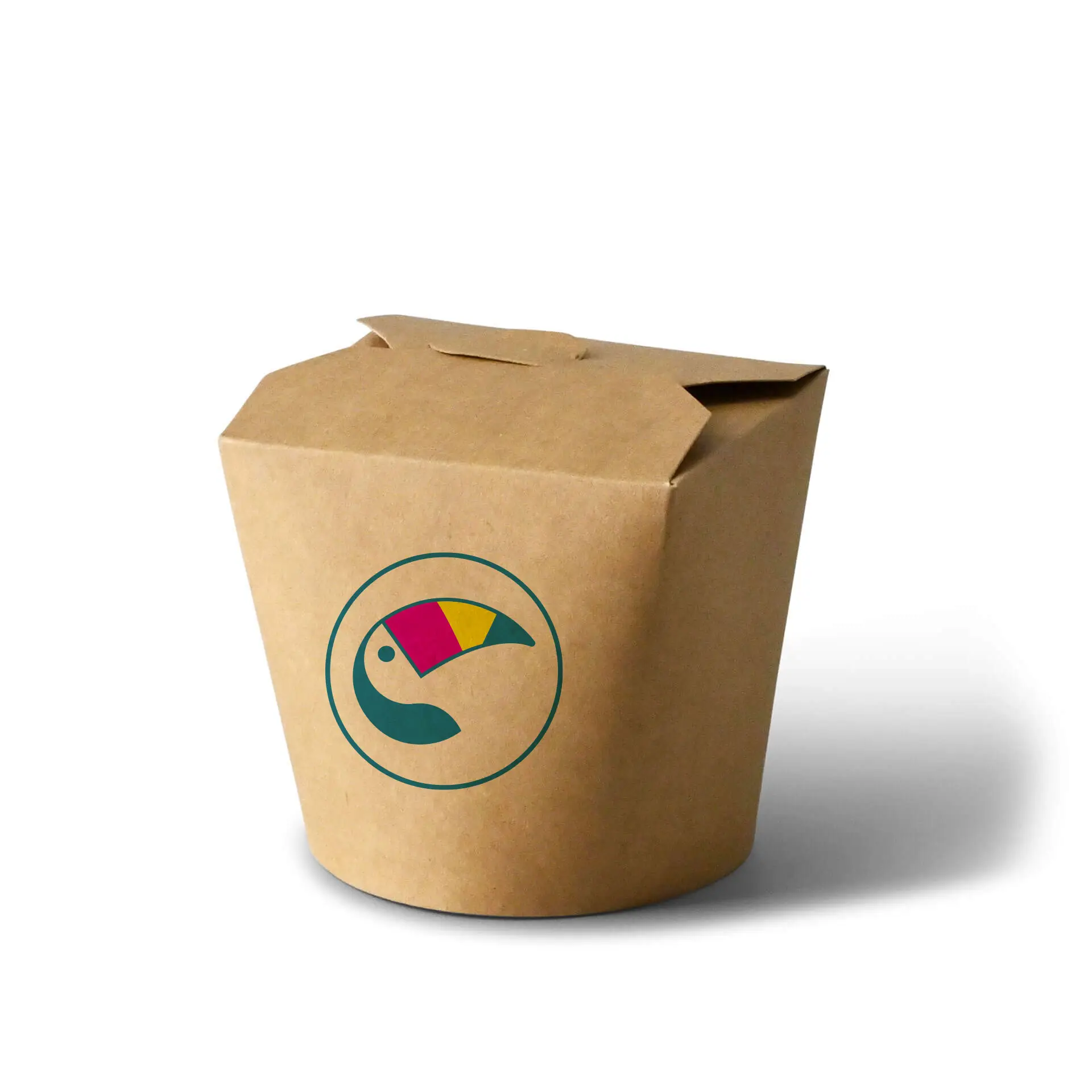 Bedrukte noedelboxen, 650 ml, bruin, PLA-coating