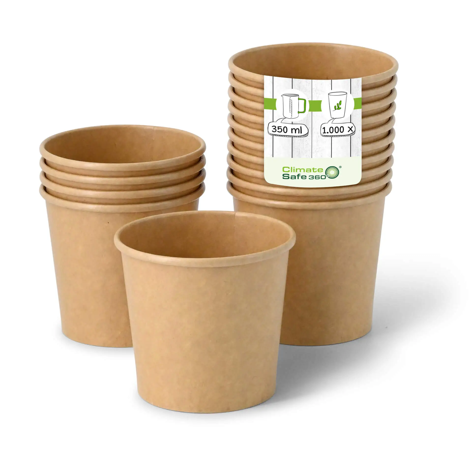IJsbeker van karton L, 250 ml, 10 oz / max. 350 ml, 12 oz, Ø 92 mm, bruin
