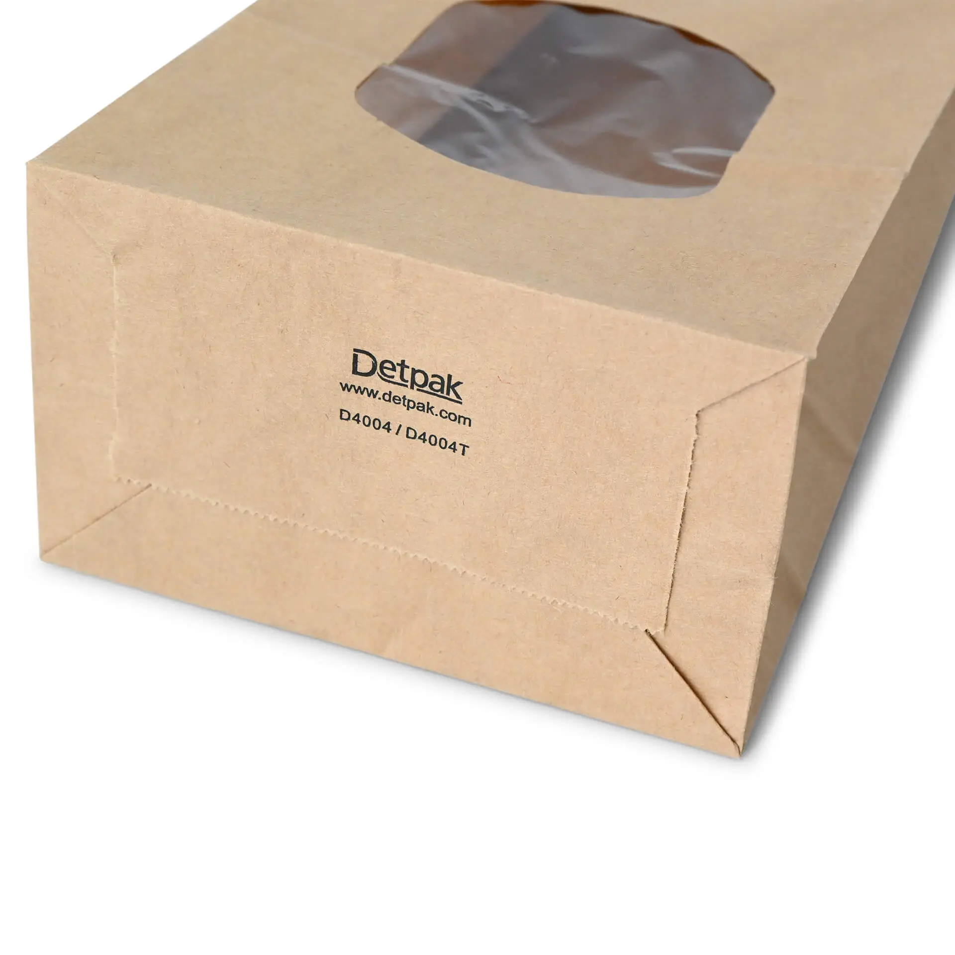 Blokbodemzakken met venster M, 11,5 x 7 x 24,5 cm, bruin, clipband