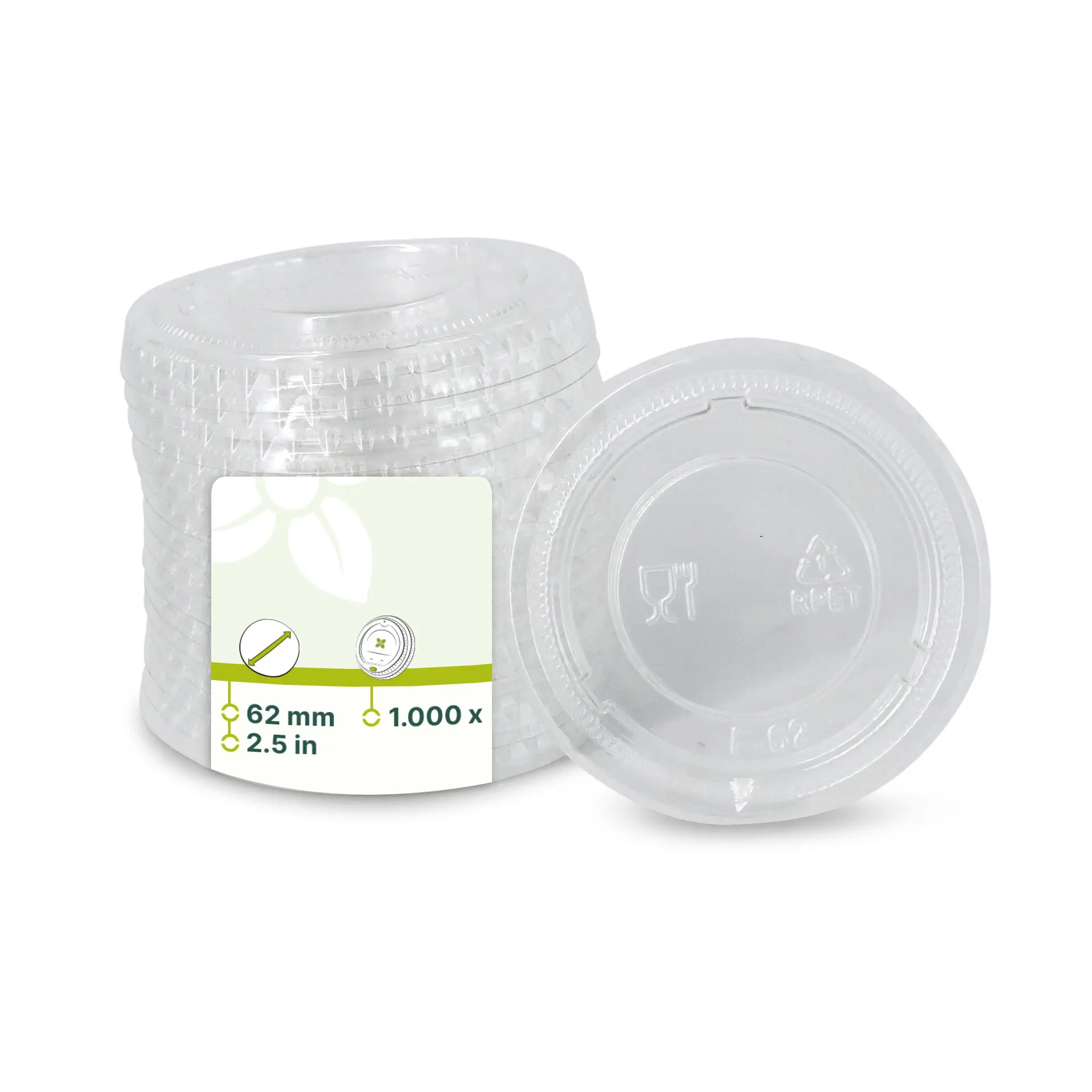 rPET-deksel Ø 62 mm, transparant rPET-deksel Ø 62 mm, transparant