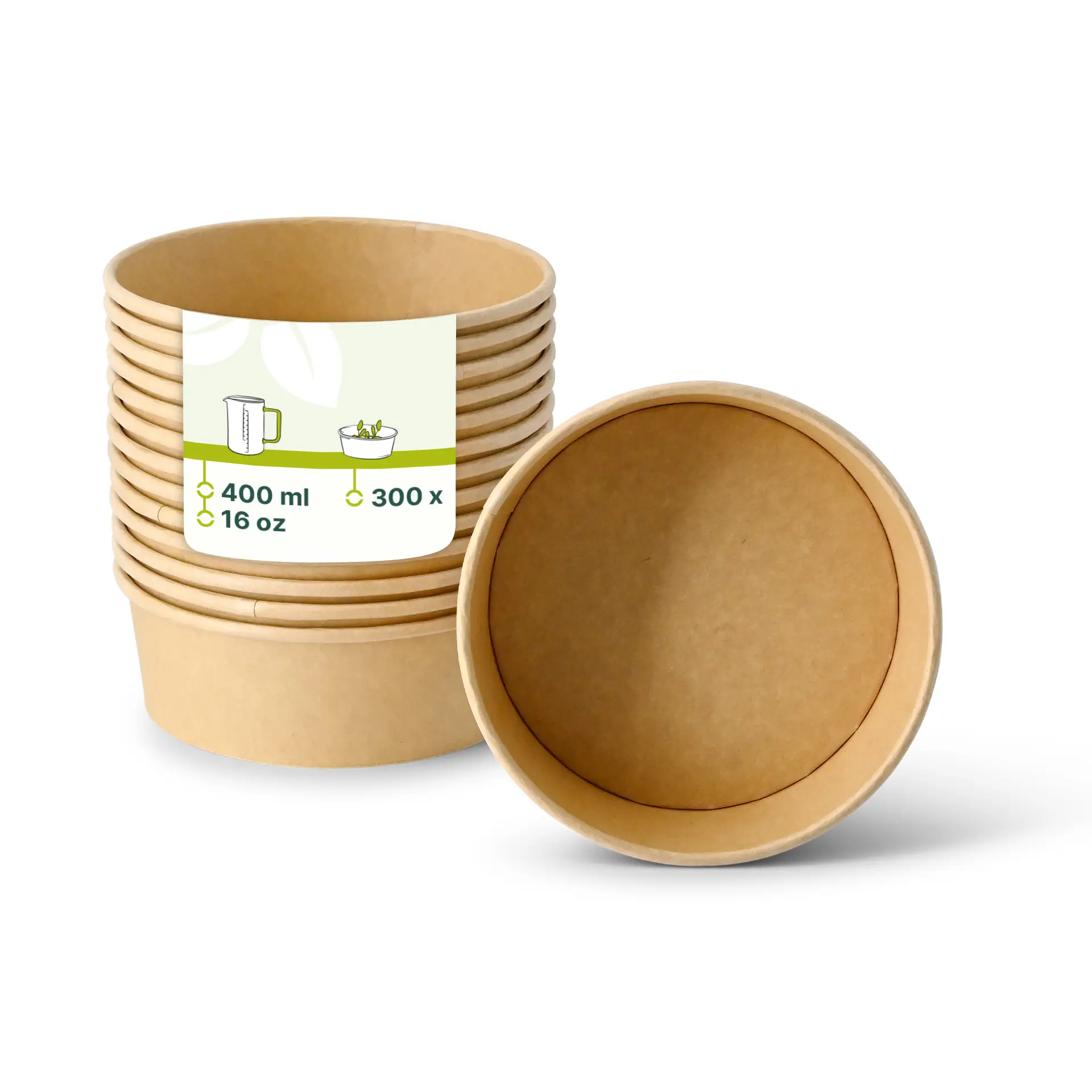 Kartonnen kom / Salade kom (bio-gecoat) 400 ml, Ø 150 mm, bruin, rond