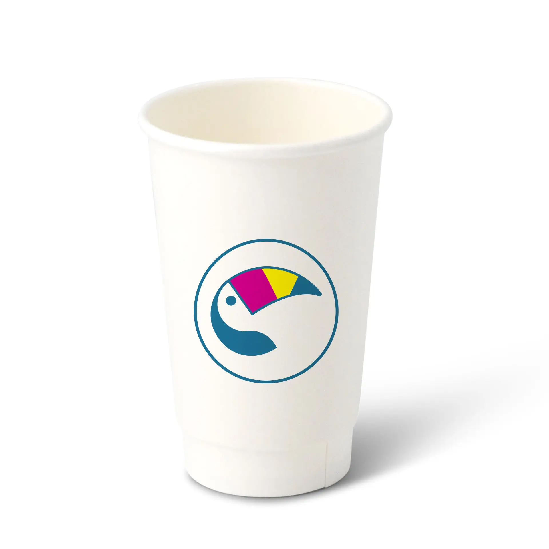 Papieren bekers bedrukken (dubbelwandig) 400 ml / 16 oz, dubbelwandig, wit, mat, PE-coating
