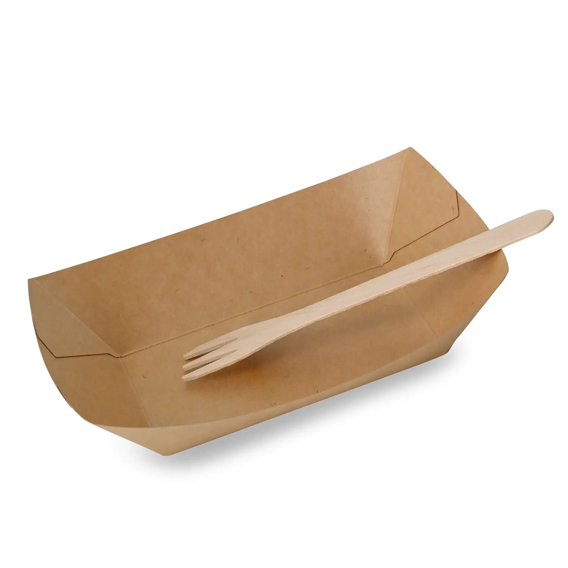 Snackbakje van karton (gecoat) 500 ml, 20,5 x 14 x 3 cm, bruin