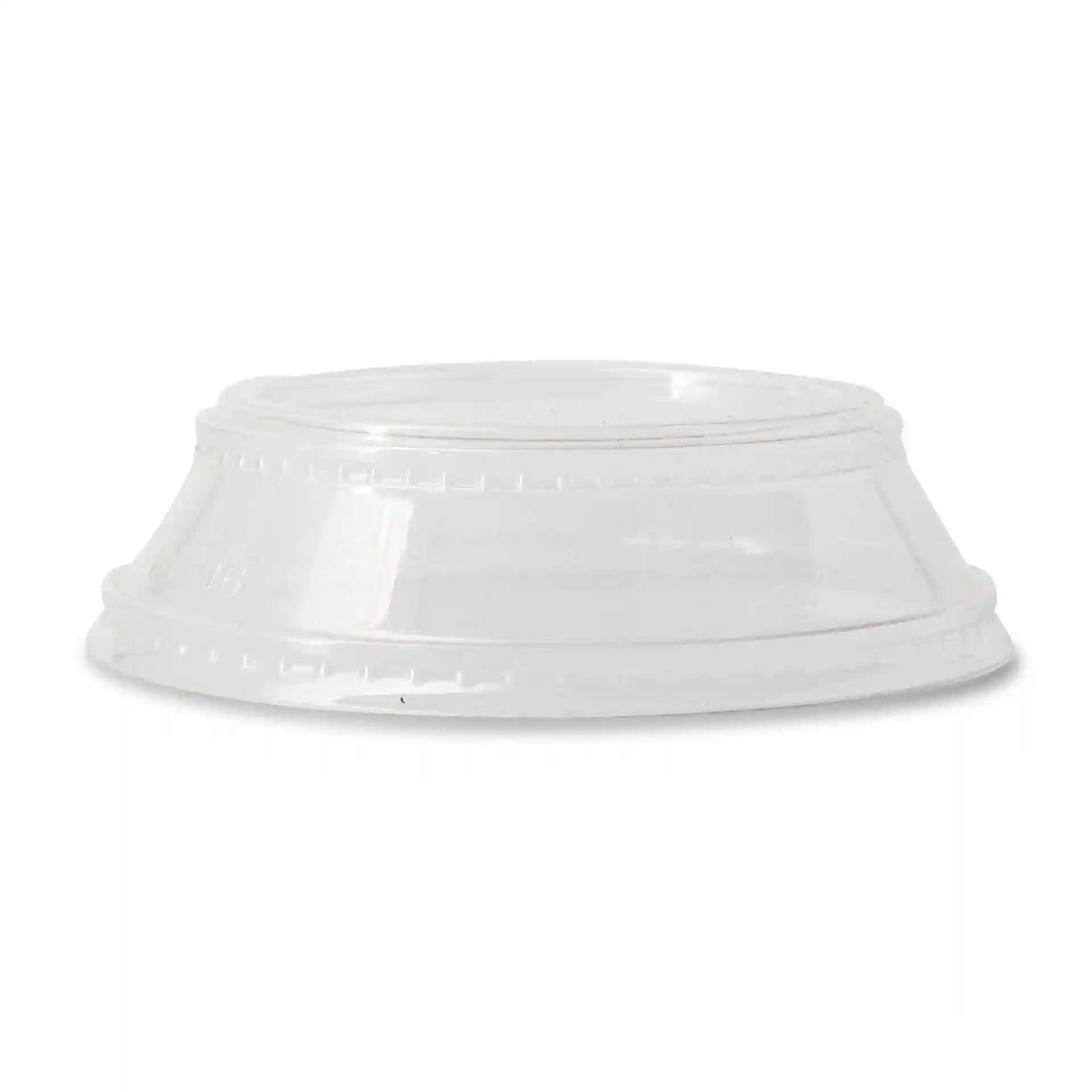 Transparante PLA-deksel met een diameter van 96 mm en een hoogte van 28 mm, zijaanzicht.
