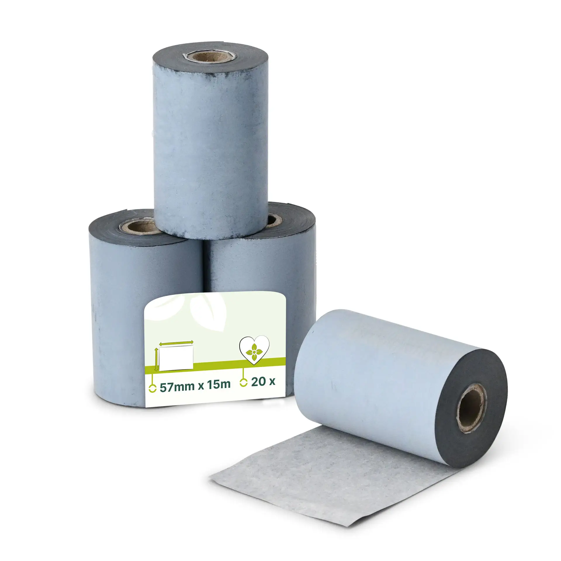 Eco EC-thermische kassarollen 57 mm x 15 m, Ø 38 mm, onbedrukt dre09202-ec-rollen-aus-recyceltem-thermopapier-57-mm-x-15-m-38-mm-unbedruckt