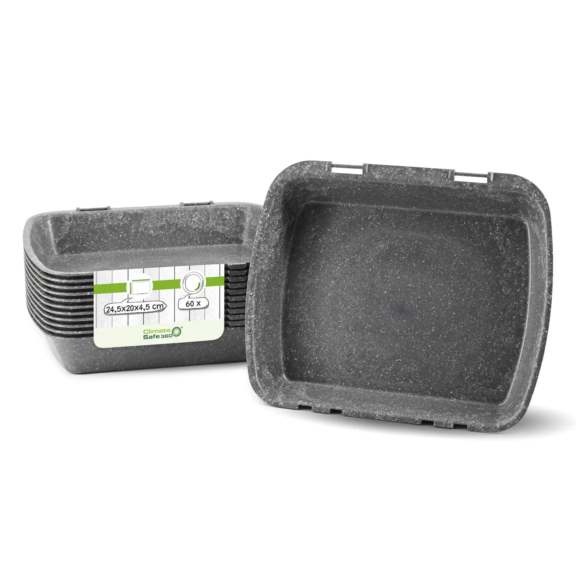 | 2 VOOR 1 | Herbruikbare menubakjes merways Box, peper/grijs, 24,5 x 20 x 4,5 cm, HP4