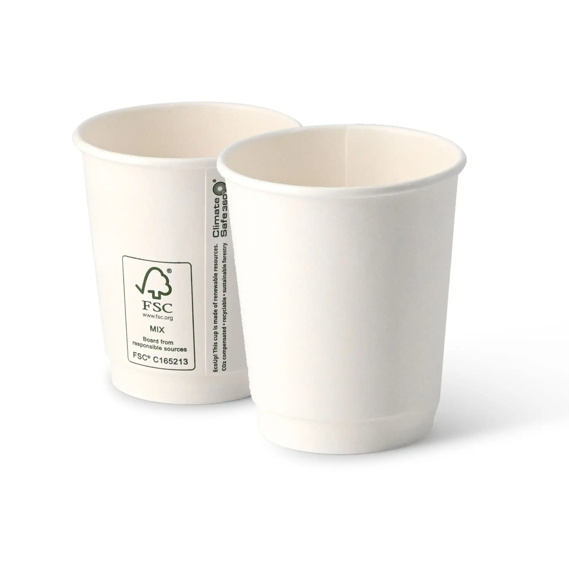 Koffiebeker to go, karton, dubbelwandige, 200 ml / 8 oz, Ø 80, wit