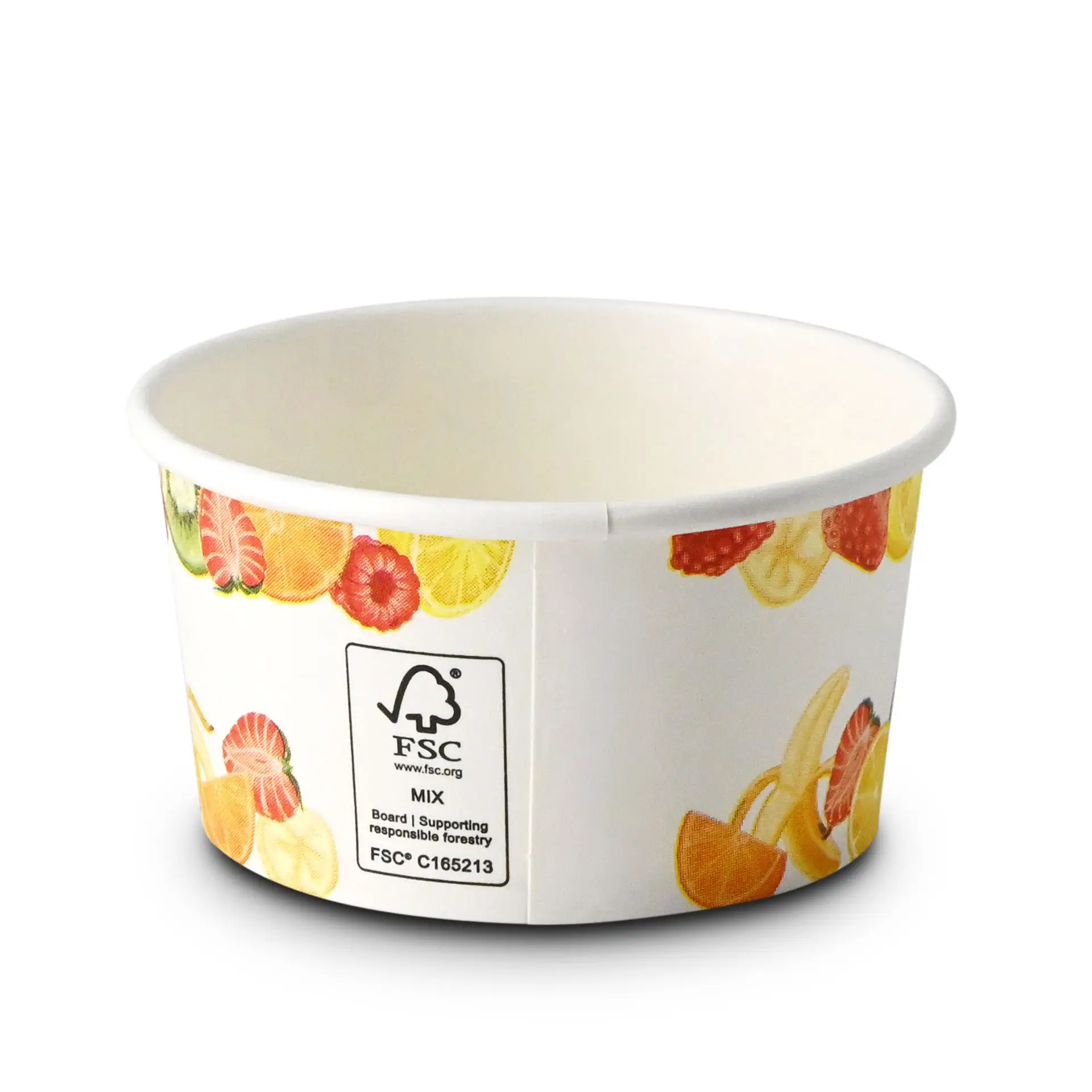 Eisbecher bedruckt (beschichtet) S "Früchte" 150 ml, max. 220 ml, Ø 92 mm