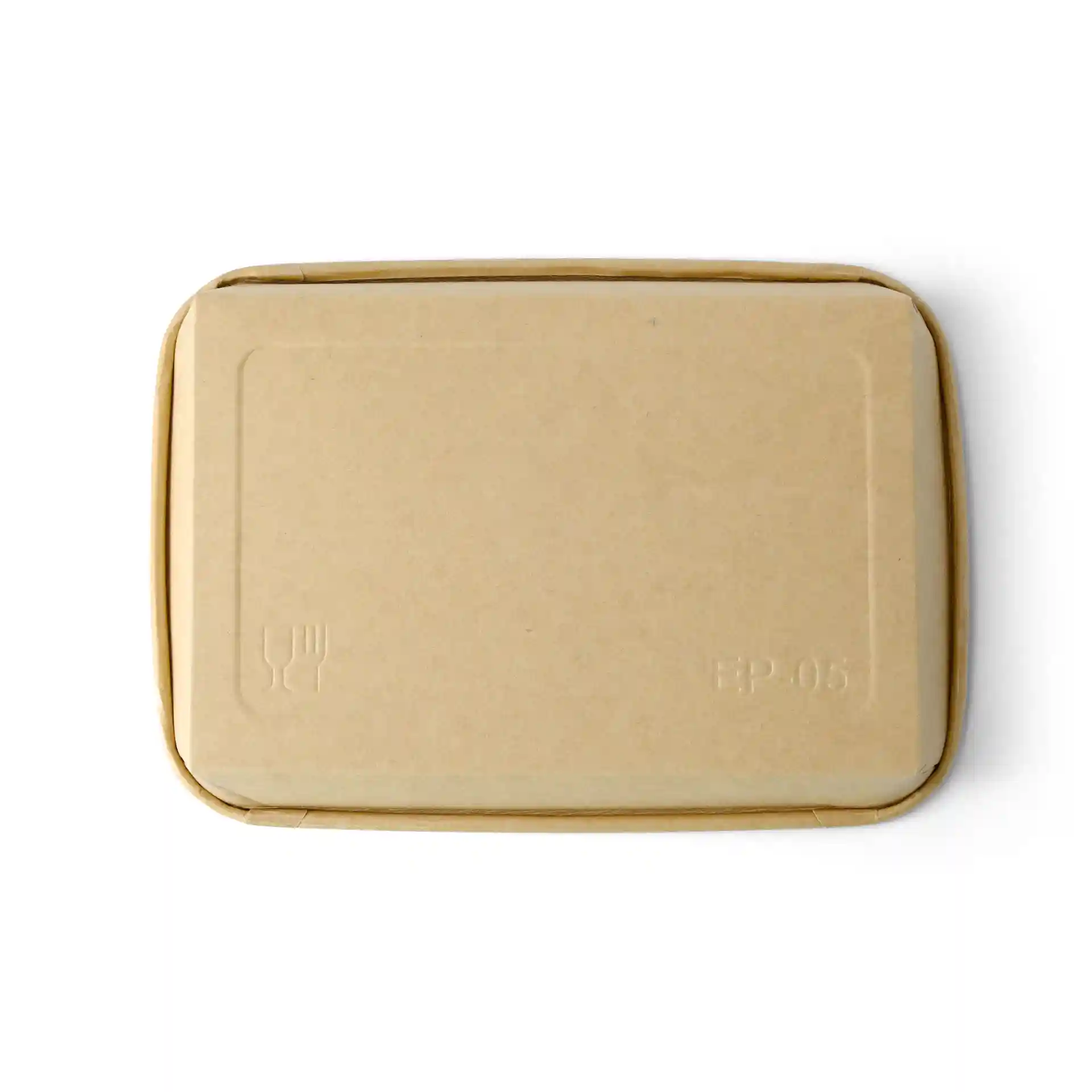 Bruine sushi-doos met PE-coating, 18,5 x 13 x 2,5 cm, van bovenaf weergegeven.