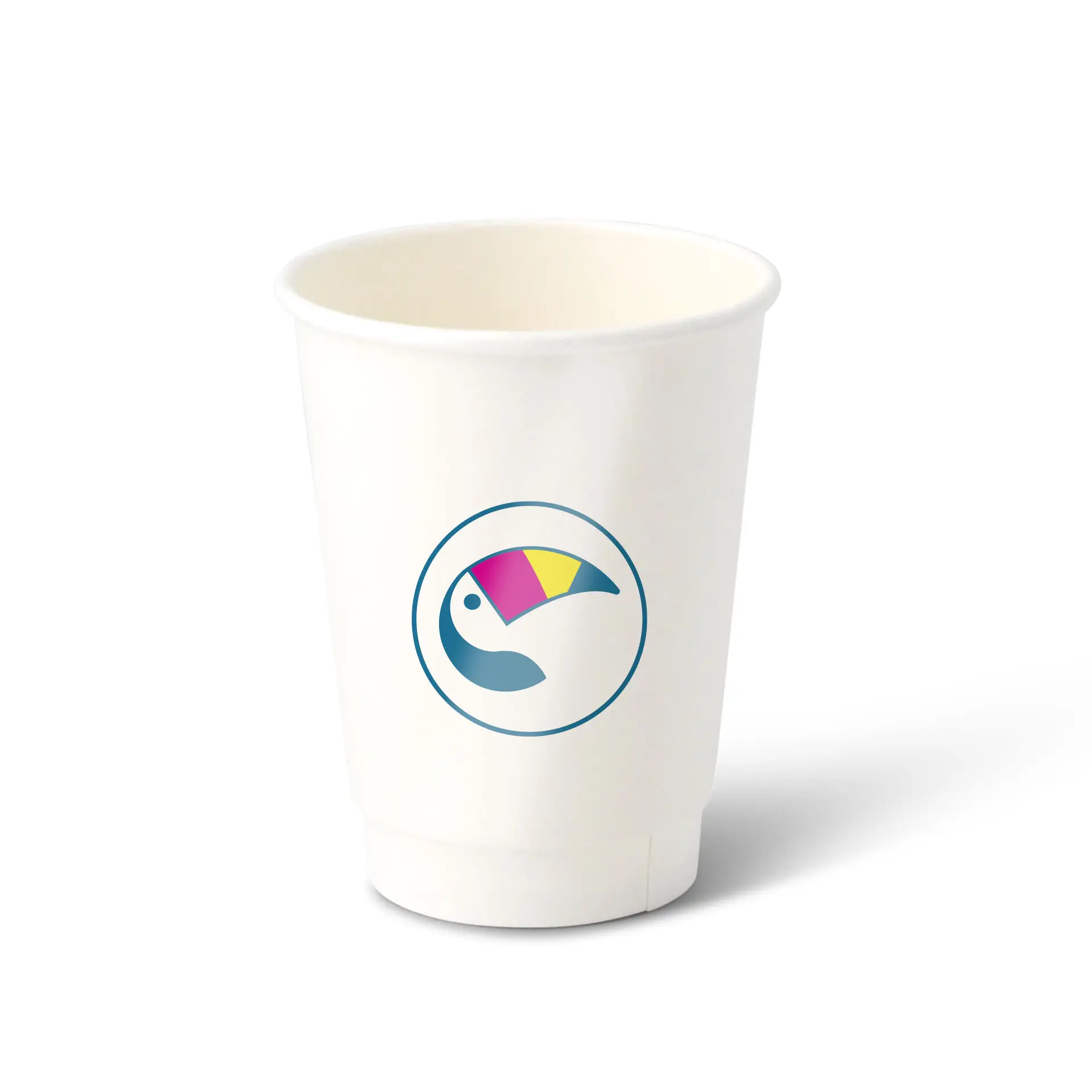 Papieren bekers bedrukken (dubbelwandig) 300 ml / 12 oz, dubbelwandig, wit, glanzend, PE-coating