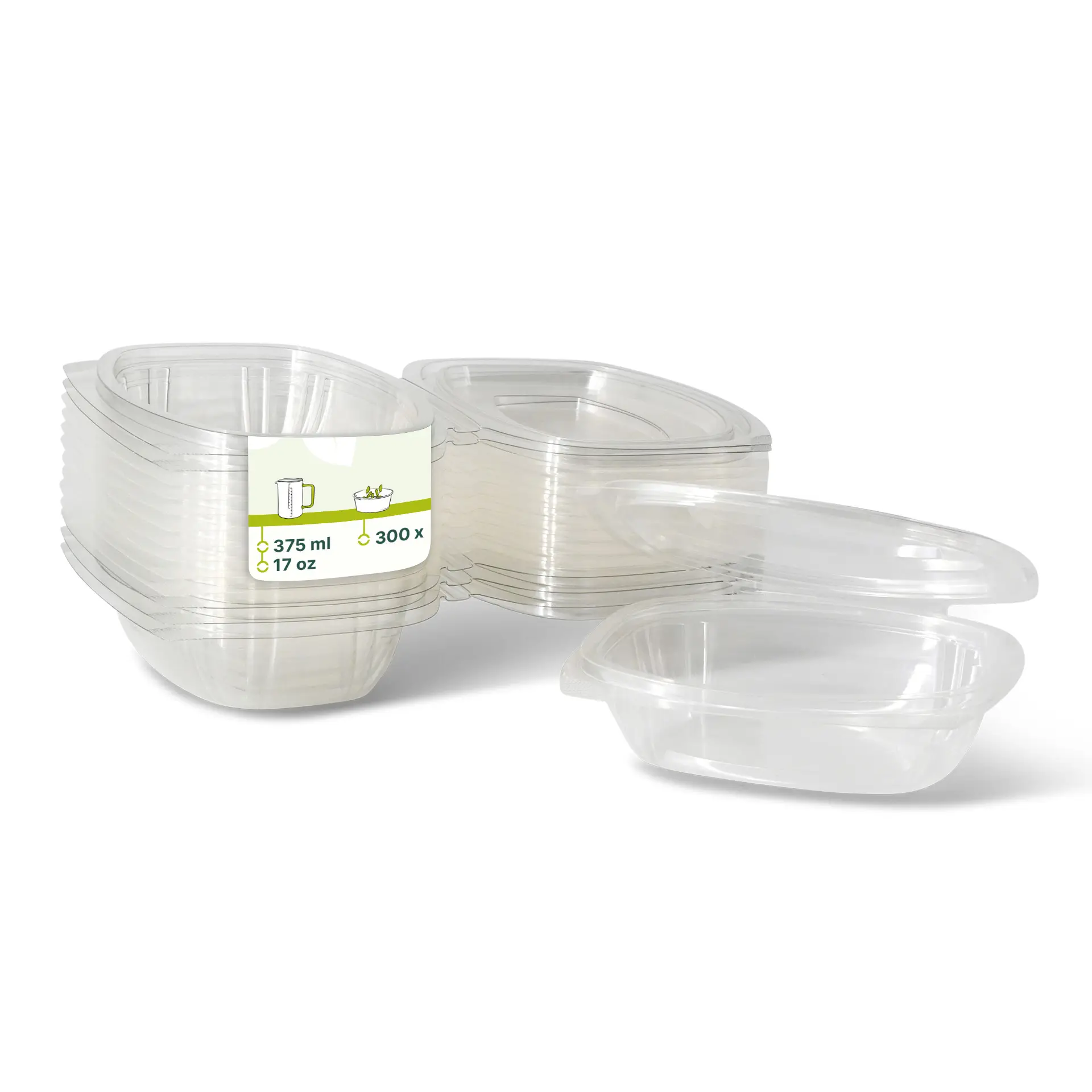 PLA deli kommen 375 ml, klapdeksel, rechthoekig PLA deli kommen 375 ml, klapdeksel, rechthoekig