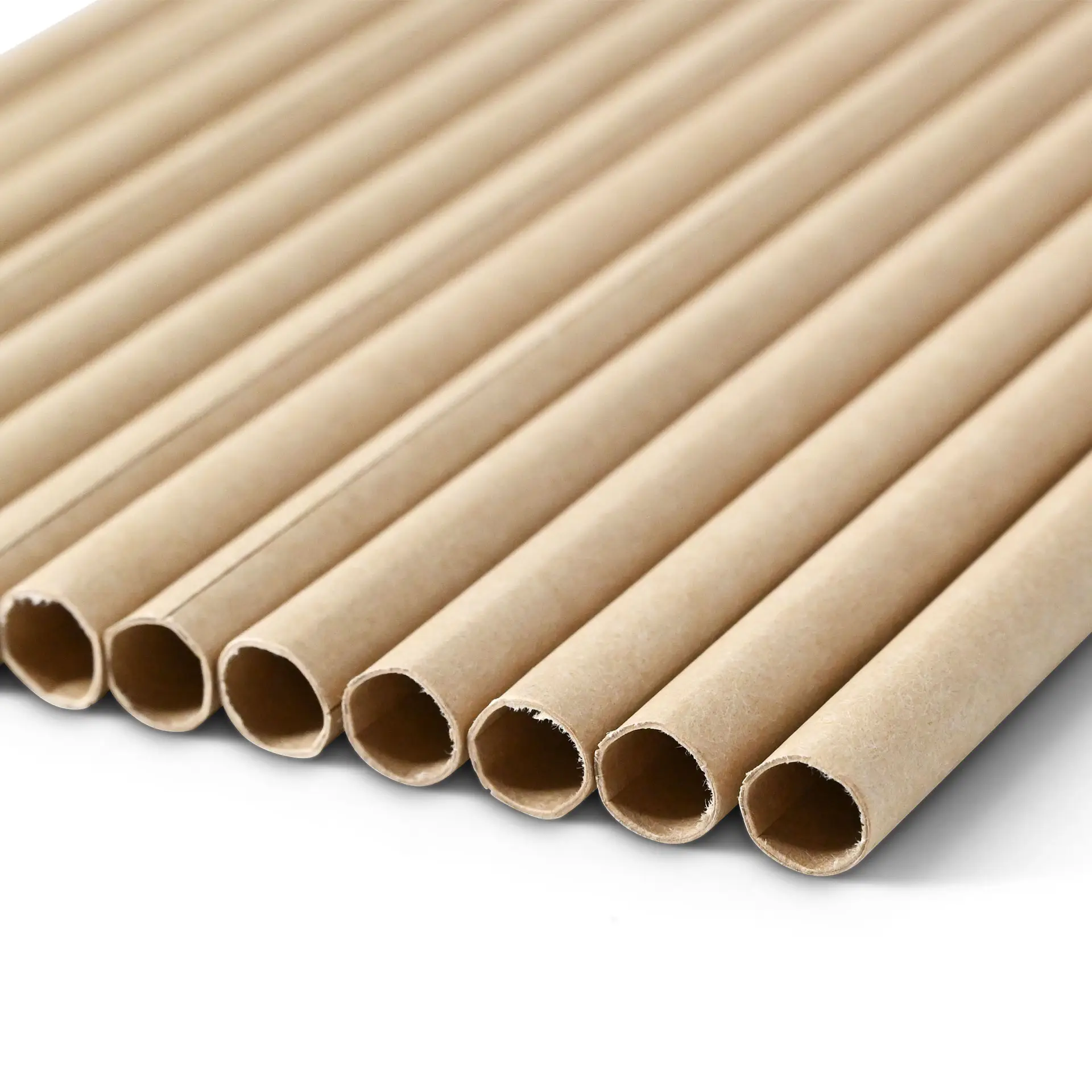 Jumbo papieren rietje 23 cm, Ø 0,8 cm, bruin, verticaal gerold