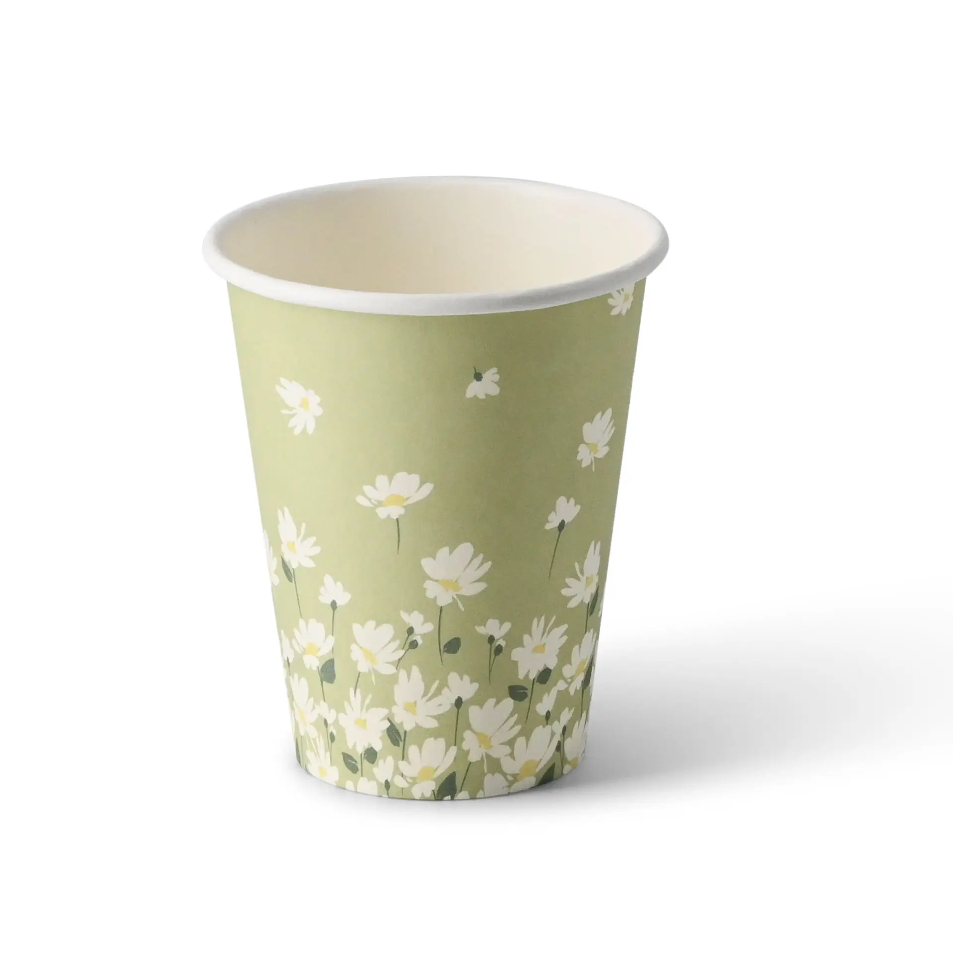 Kartonnen bekers lente "Madeliefje" 200 ml / 8 oz, Ø 80 mm, groen