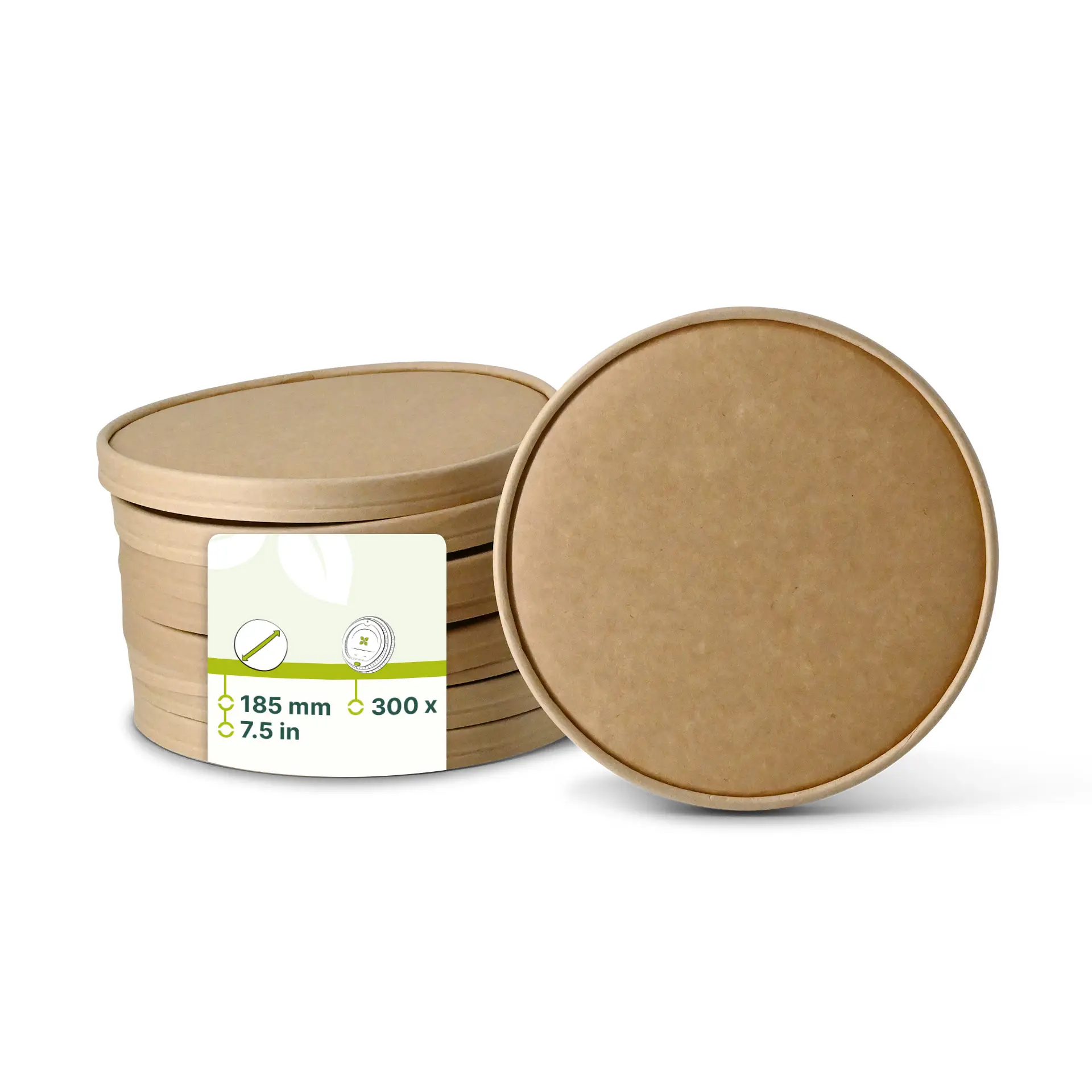 Kartonnen deksel (bio-gecoat) Ø 185 mm, kraft