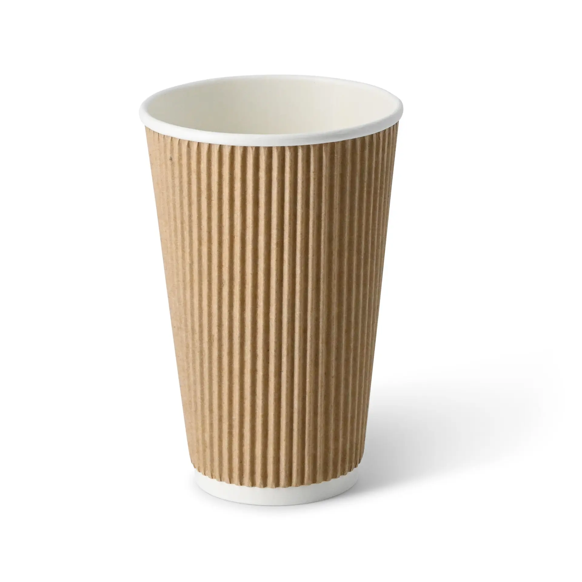 Ribbelbeker / Koffiebeker to go 400 ml/ 16 oz, Ø 90 mm, kraft dhd049621-riffelbecher-coffee-to-go-becher-400-ml-16-oz-90-mm-braun-innen-weiss-1