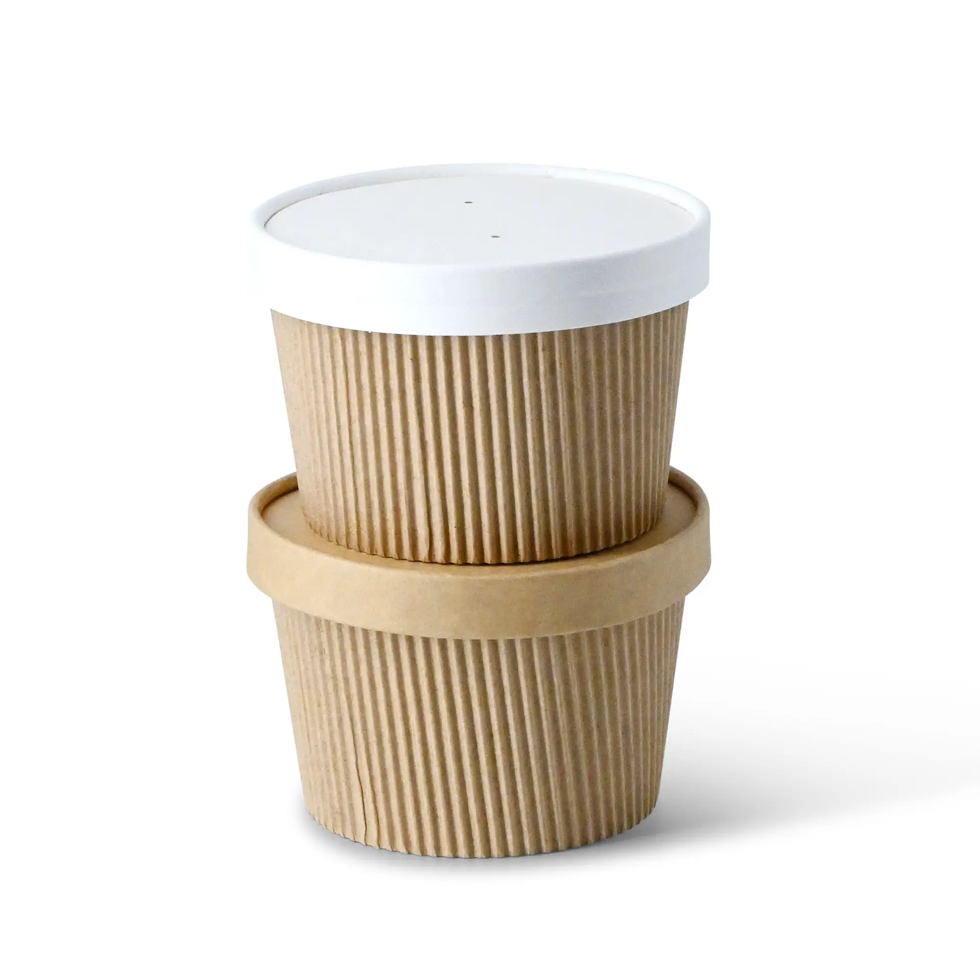 Soepbeker to go van karton (bio-gecoat), geribbeld, 375 ml / 17 oz, Ø 114 mm, bruin