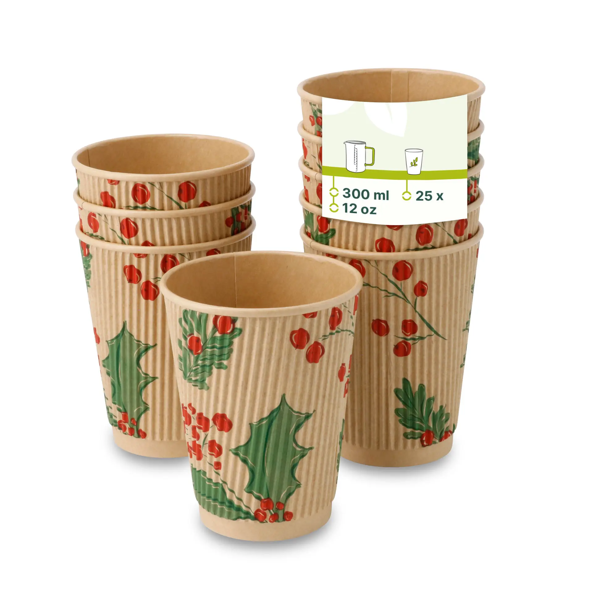Golfkartonnen bekers winterdesign, 300 ml, ongebleekt | 500 stuks Golfkartonnen bekers winterdesign, 300 ml, ongebleekt | 500 stuks