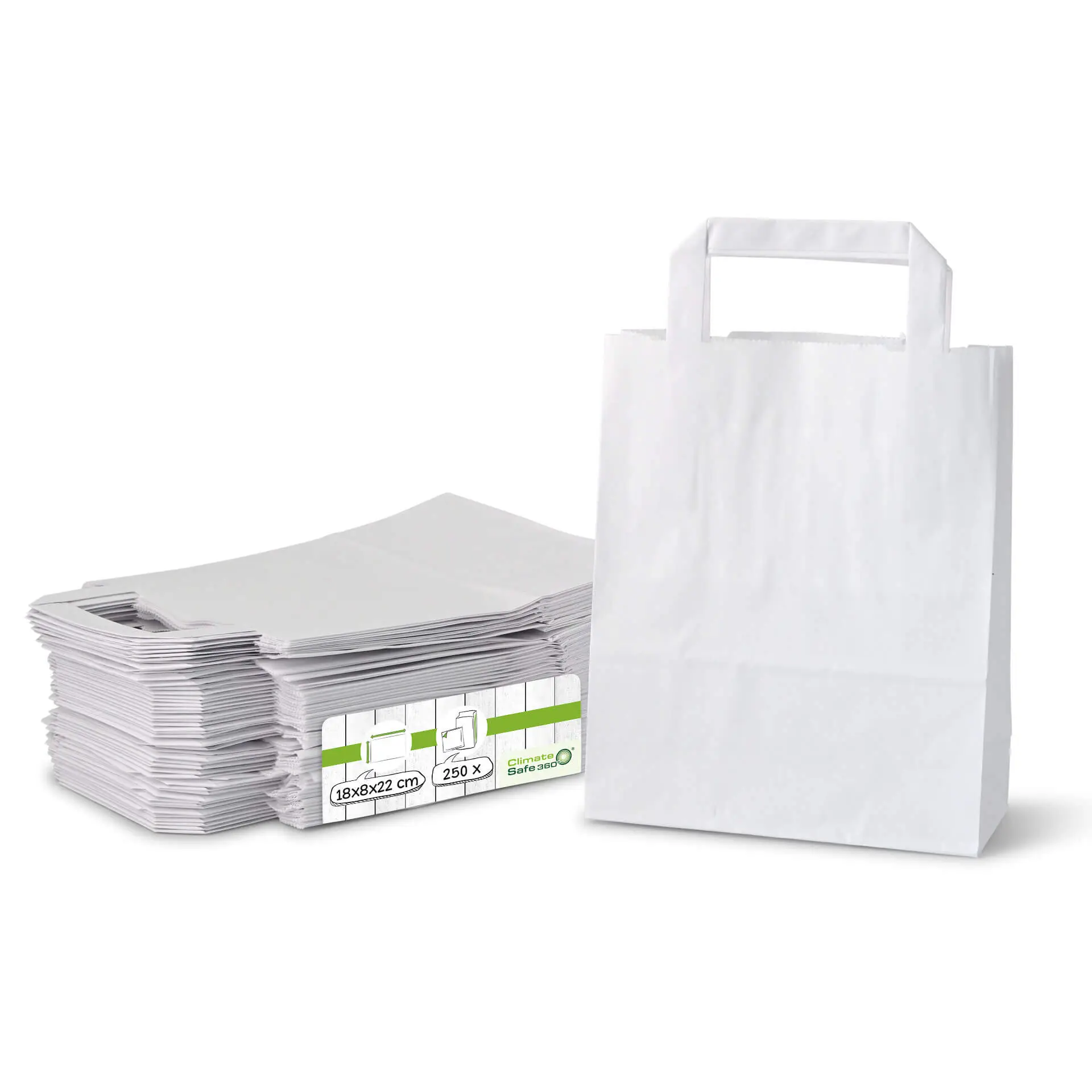 Papieren draagtassen van kraftpapier S, 18 x 8 x 22 cm, wit