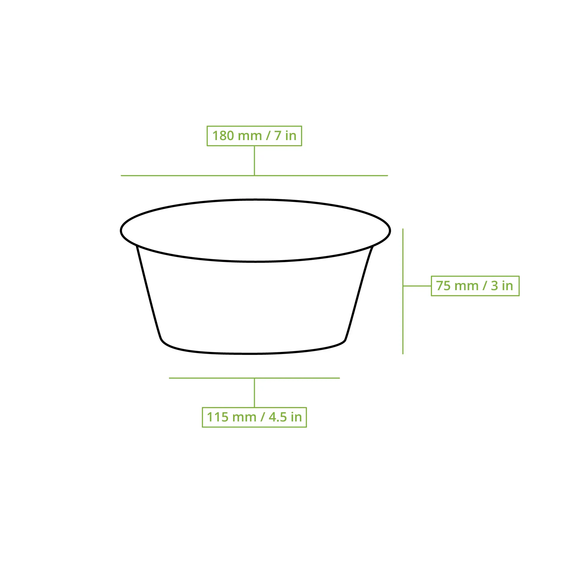 Herbruikbare container van PP 1000 ml, diep, zwart