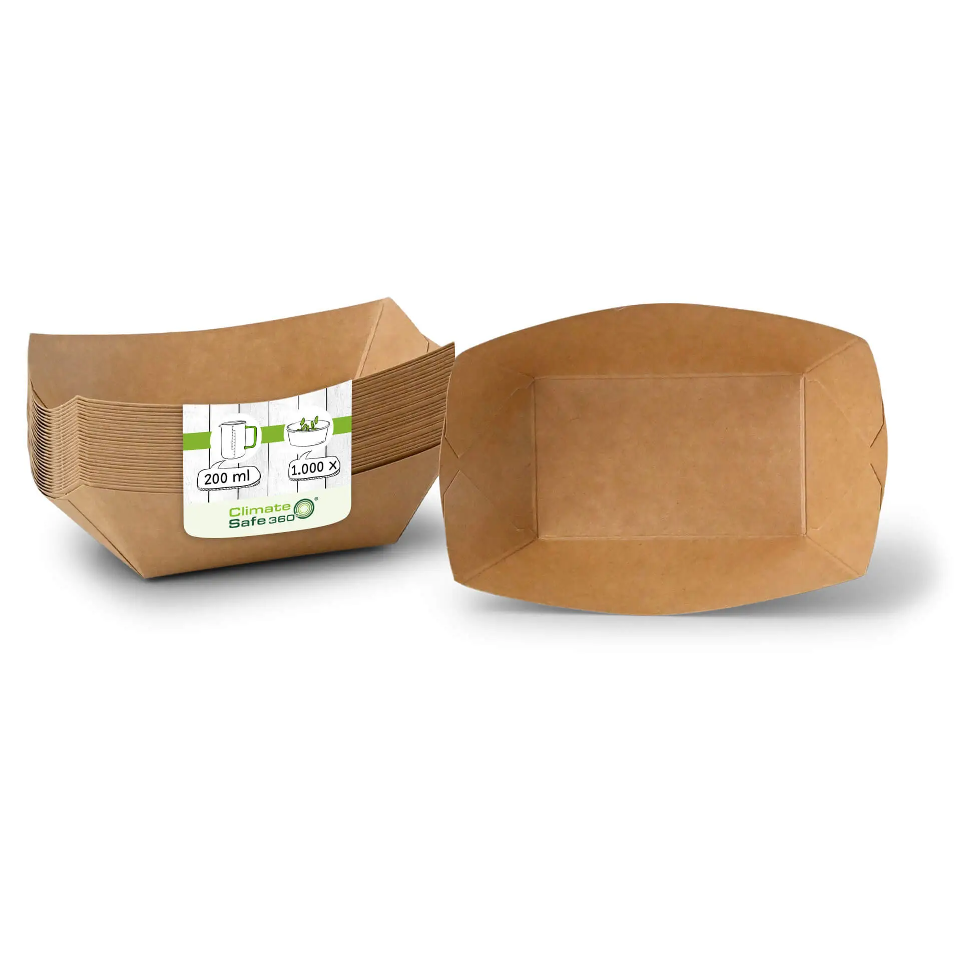 Snackbakje van karton (gecoat) 200 ml, 13 x 10 x 3 cm, bruin