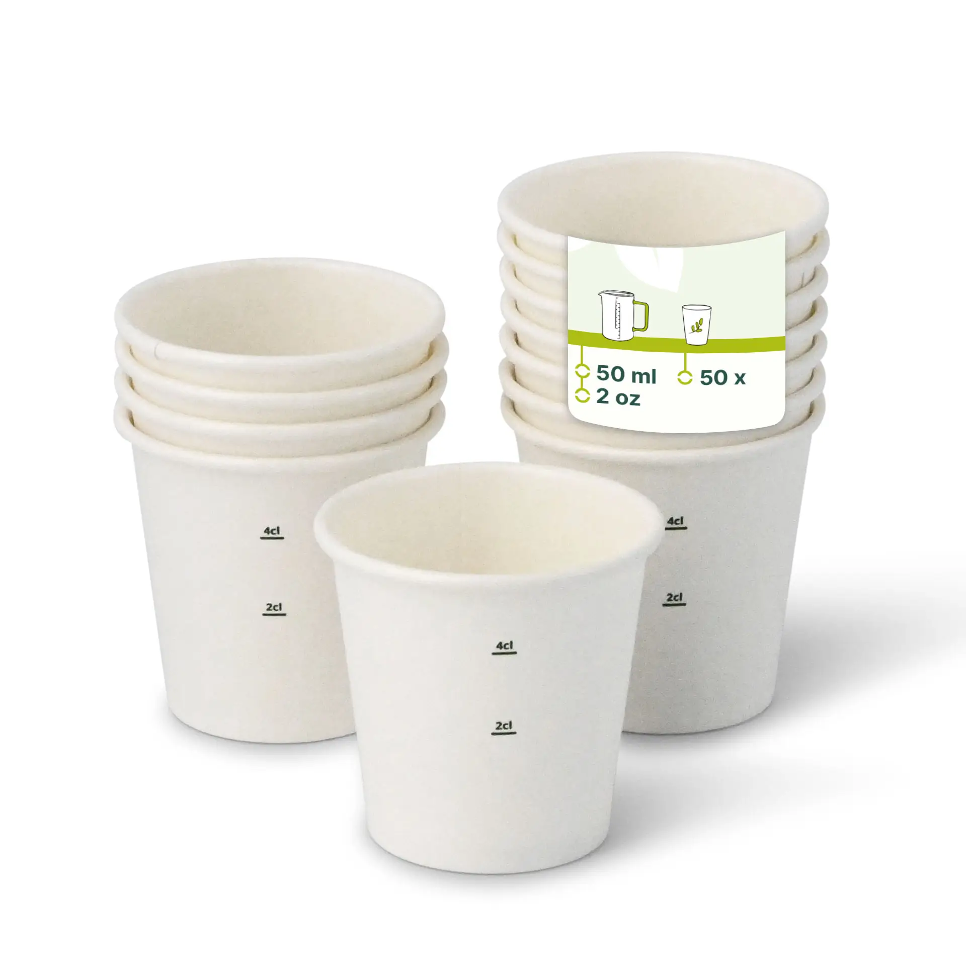 Kartonnen beker 50 ml / 2 oz, Ø 50 mm, wit
