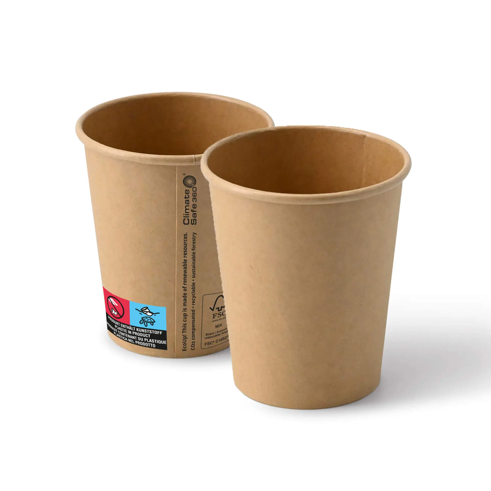 Kartonnen bekers (gecoat) 200 ml / 8 oz, Ø 80 mm, bruin