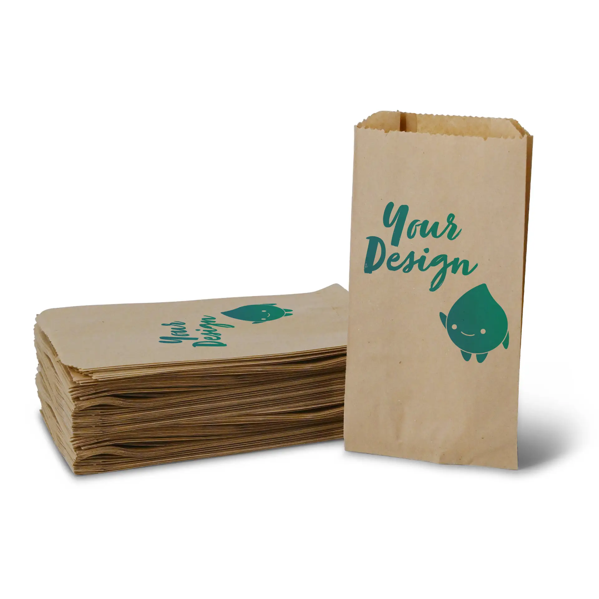 Bedrukte broodzakken, bruin, 10 x 5 x 19 cm