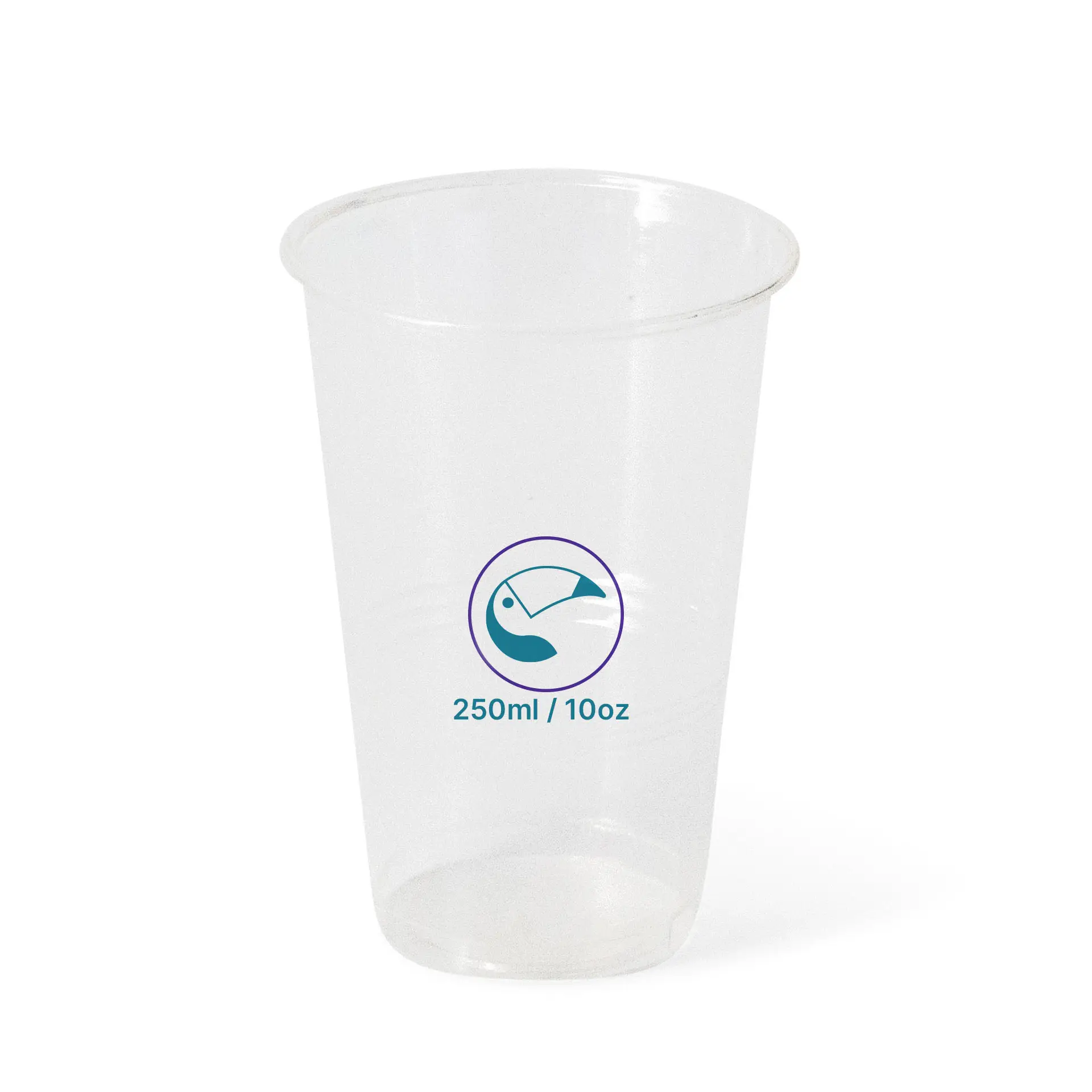 Bedrukte plastic bekers 250 ml / 10 oz, transparant, rPET