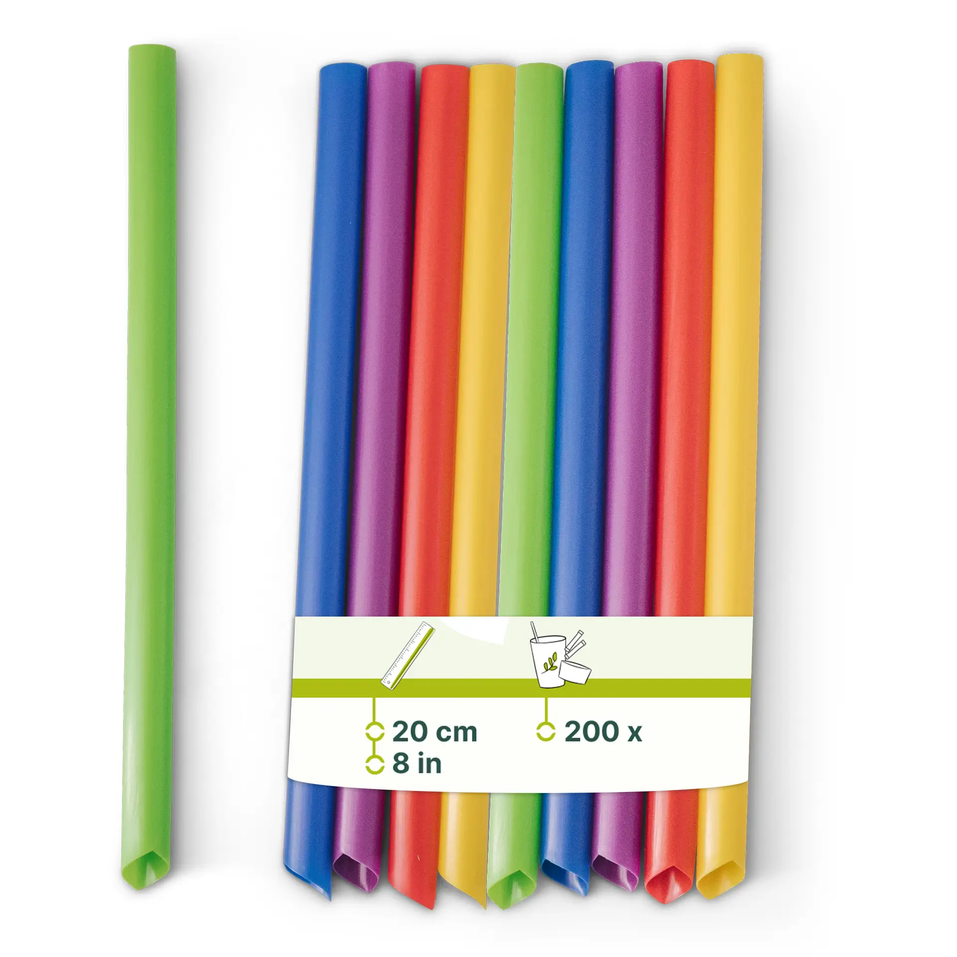 Bubble Tea rietjes 20 cm, Ø 1,2 cm, kleurrijk, herbruikbaar