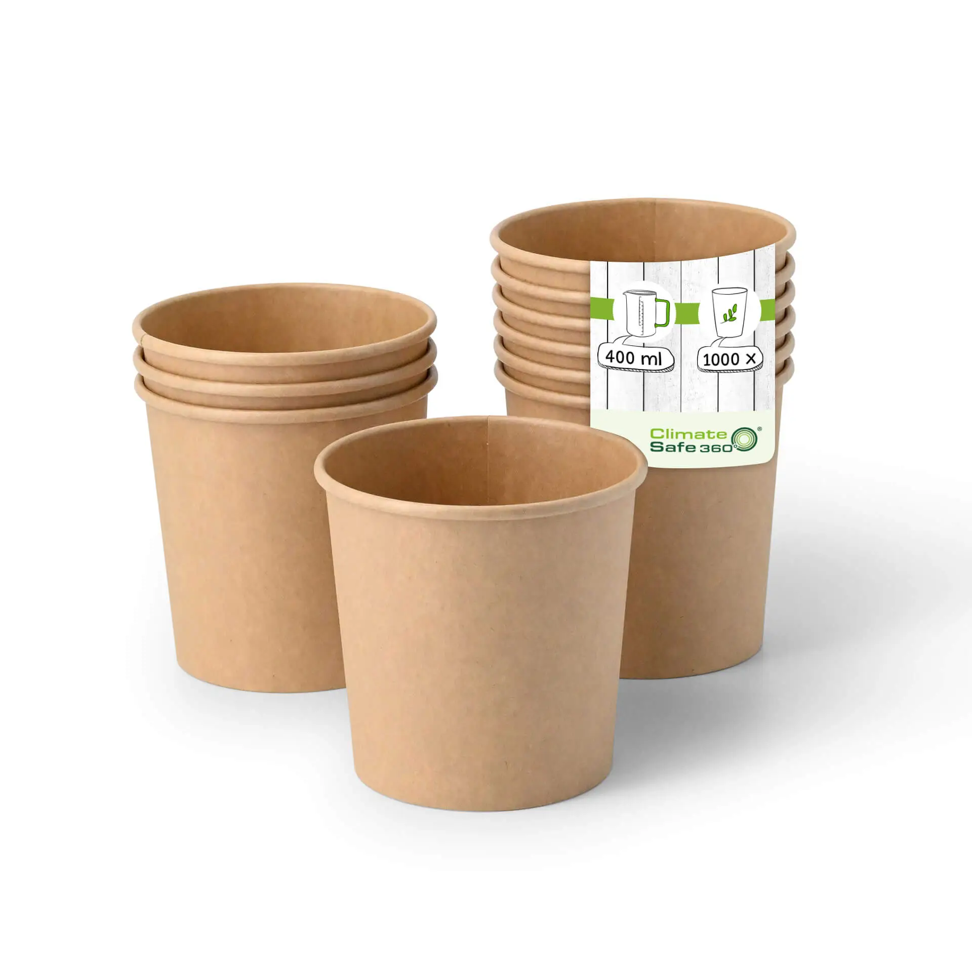 IJsbeker van karton XL, 300 ml, 12 oz / max. 400 ml, 14 oz, Ø 92 mm, bruin