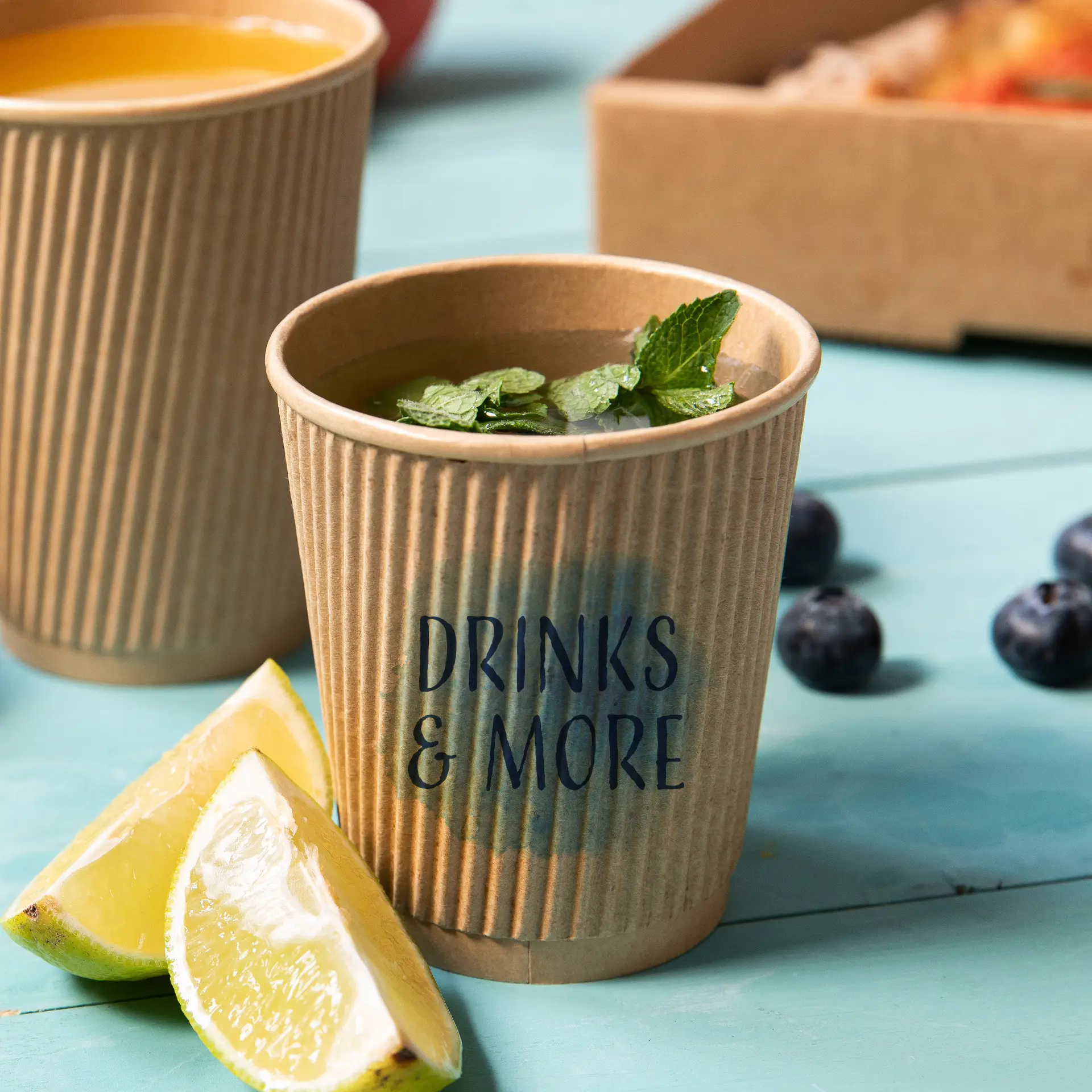 Ribbelbeker bedrukken, 100 ml / 4 oz, bruin, PE-gecoat