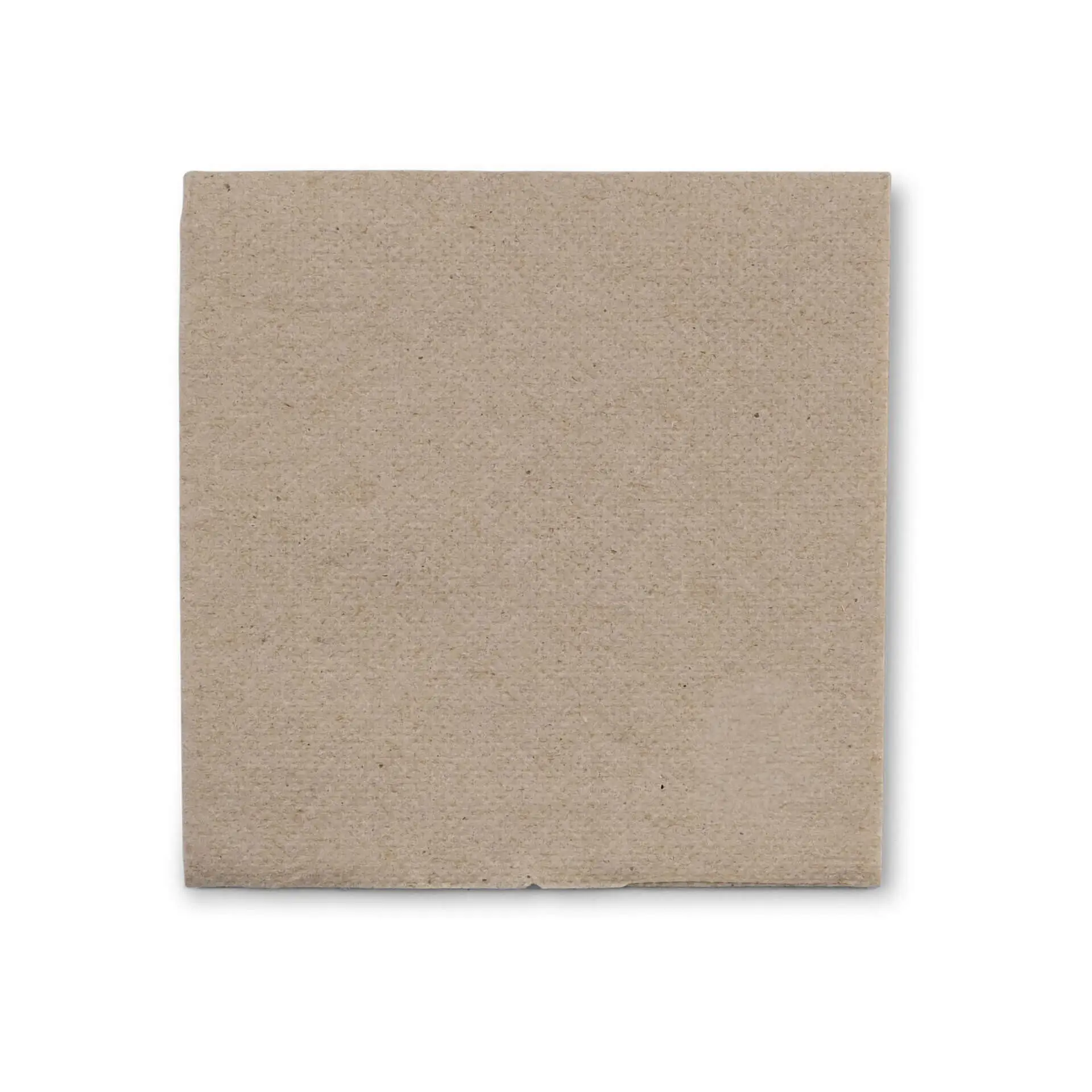 Vierkante ongebleekte papieren servet, 20 x 20 cm, met een symbool dat aangeeft dat het van gerecycled materiaal is.
