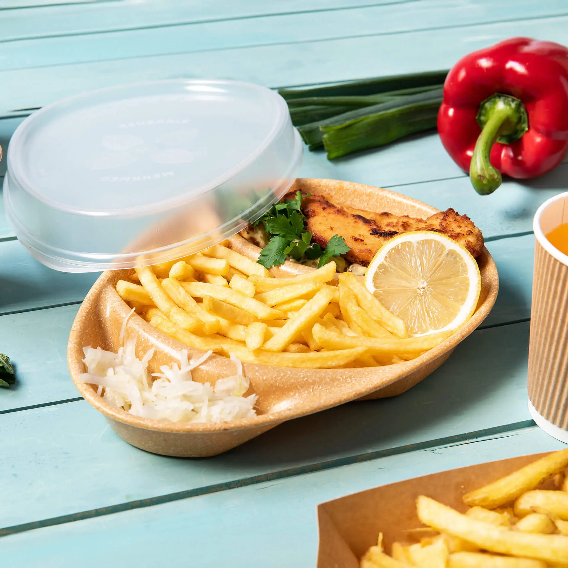 | 2 VOOR 1 | Herbruikbaar menubord merways-Plate 27,5 x 20 x 3,5 cm, 3 compartimenten, karamel / bruin dfc00835-2-fuer-1-mehrweg-menue-teller-merways-plate-275-x-20-x-35-cm-3-kammern-tropfenfoermig-karamell-braun-6