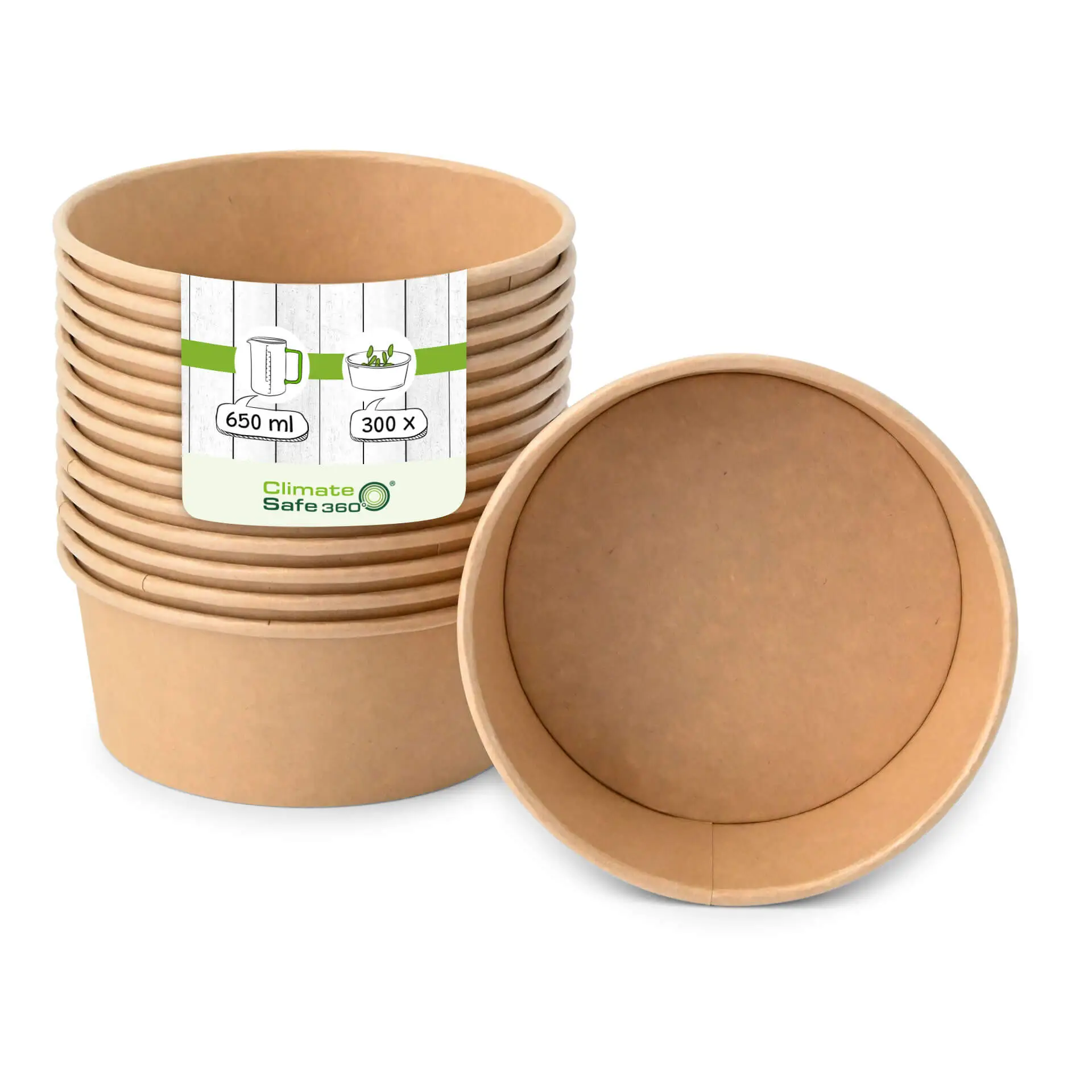 Kartonnen schalen (Premium) 650 ml, Ø 150 mm, bruin, rond, bio-gecoat