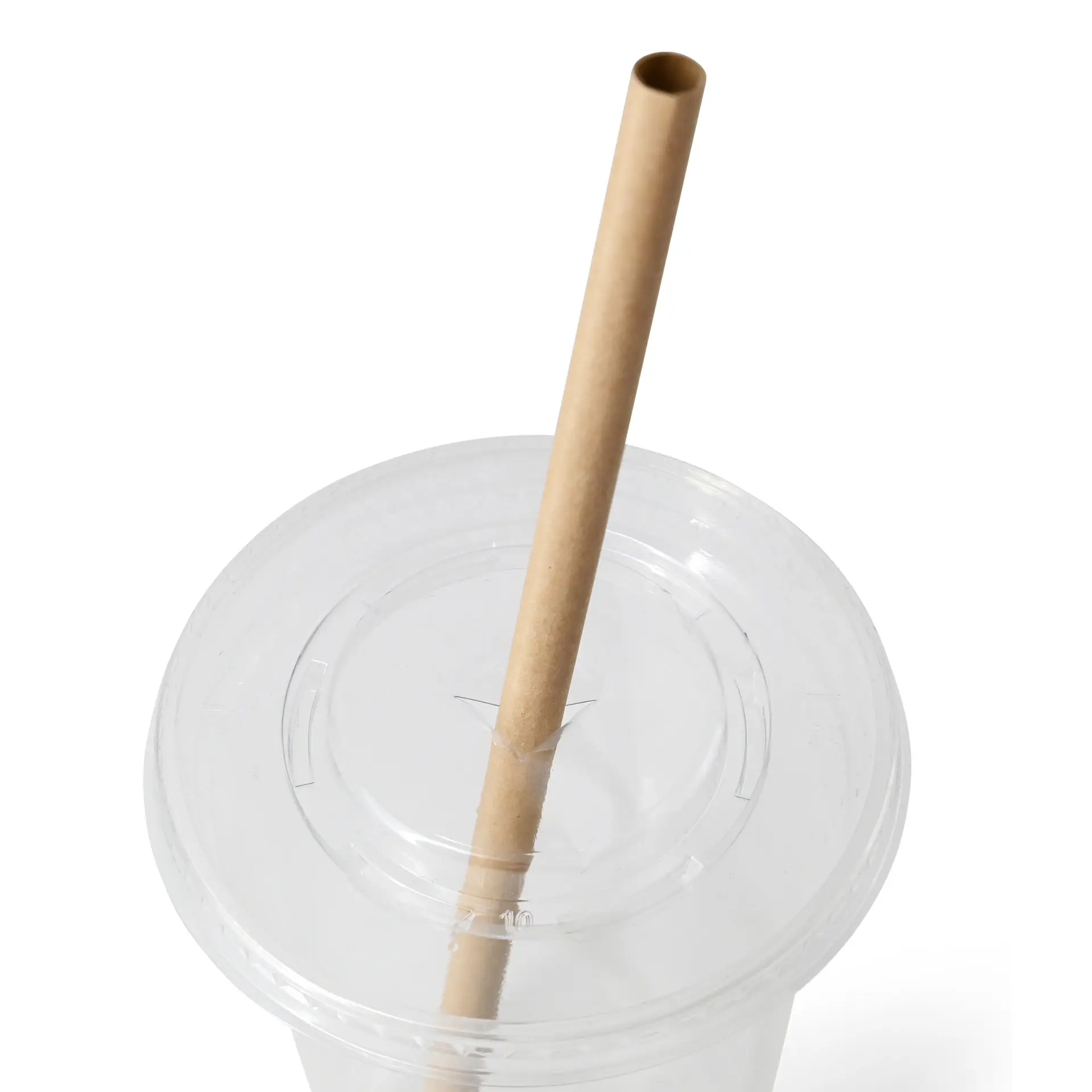 Jumbo papieren rietje 23 cm, Ø 0,8 cm, bruin, verticaal gerold