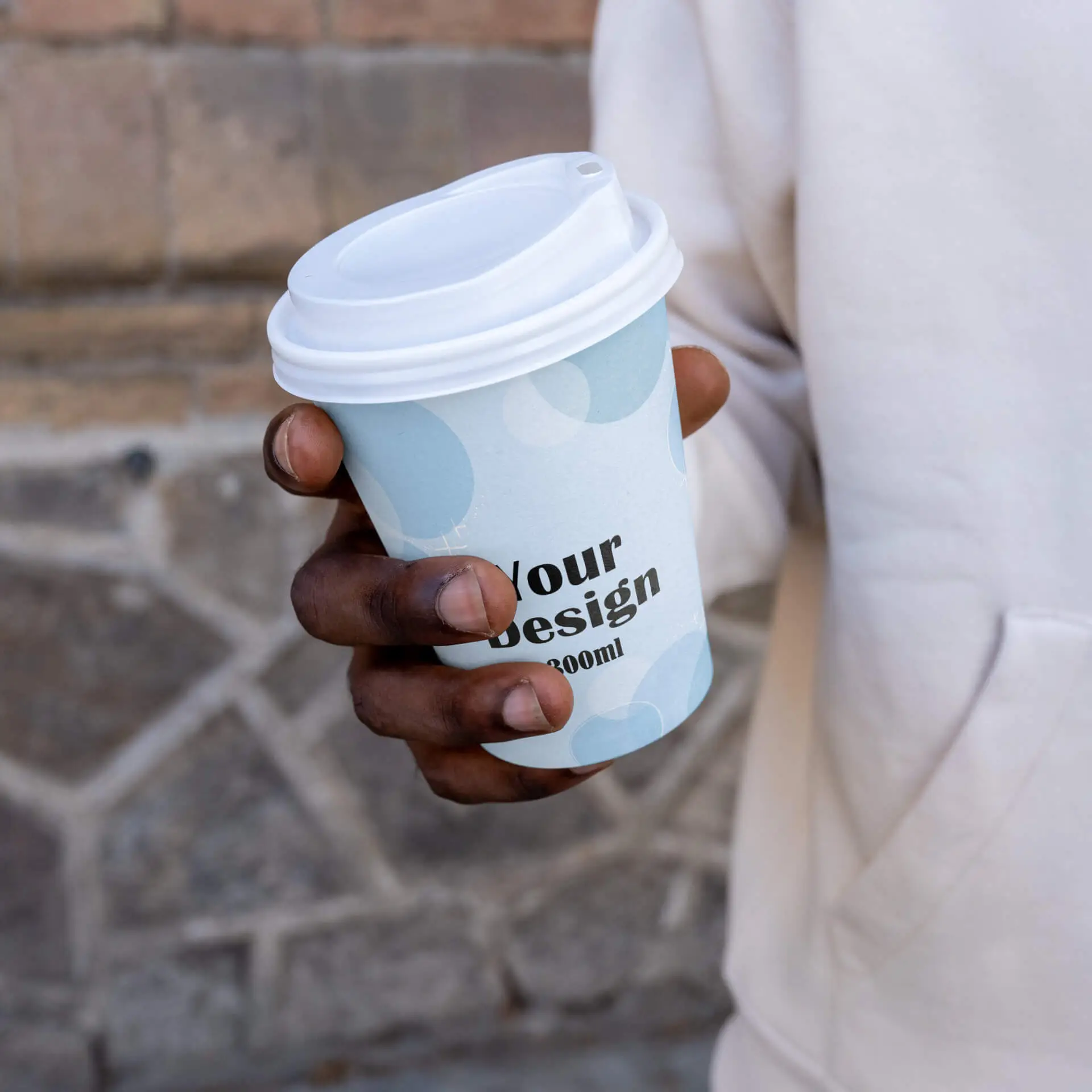 Papieren bekers met logo (enkelwandig), 300 ml /12 oz, wit, PE-coating