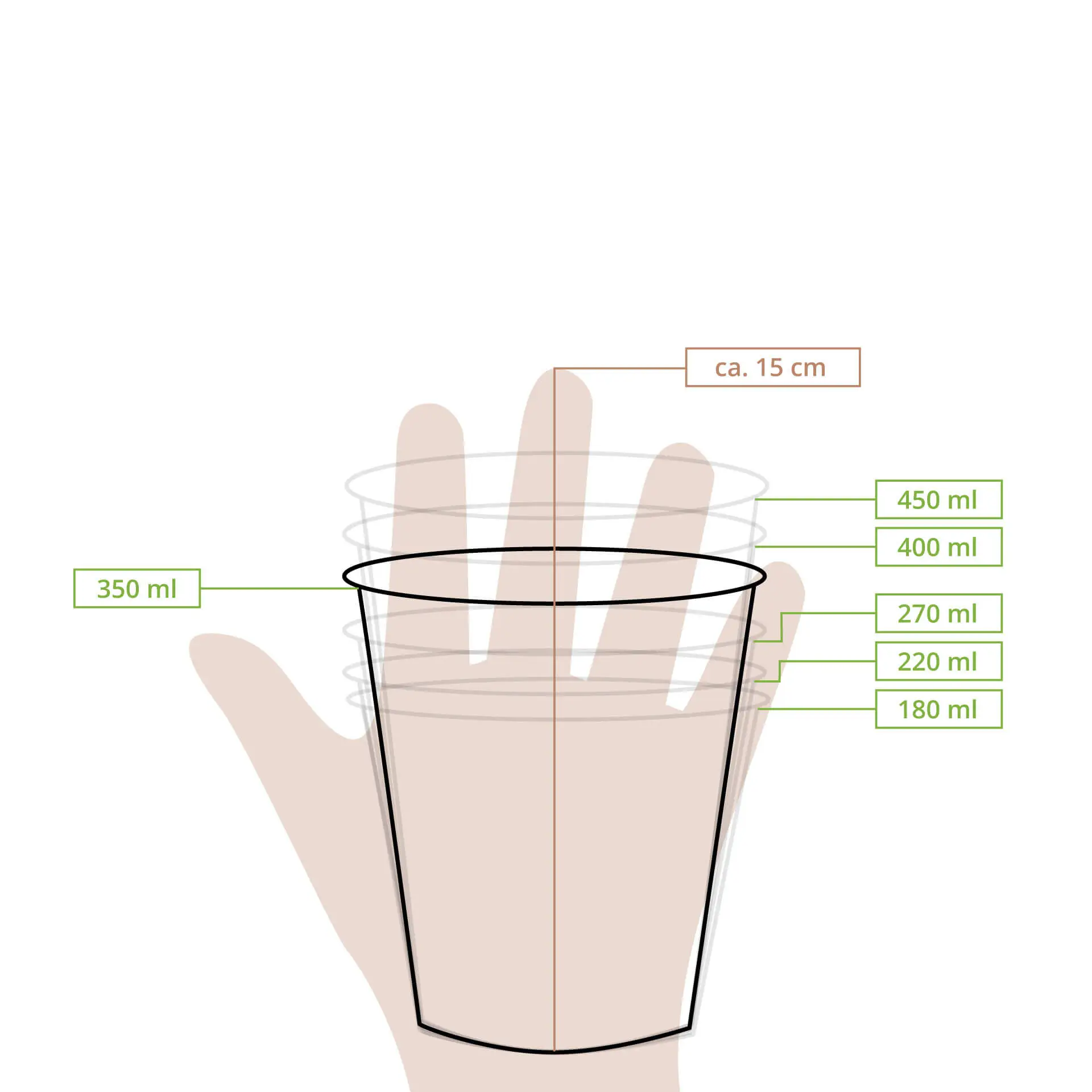 IJsbeker van karton L, 250 ml, 10 oz / max. 350 ml, 12 oz, Ø 92 mm, bruin