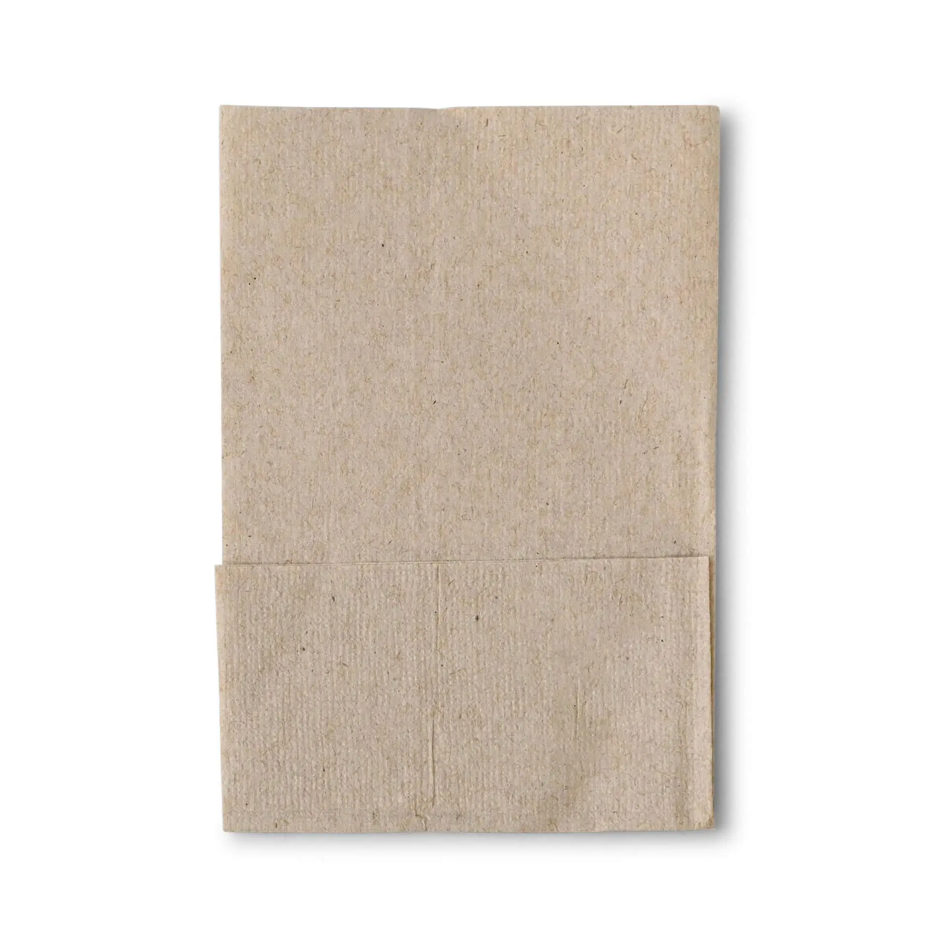 Rechthoekige ongebleekte servet van rPaper, 12 x 8,5 cm, met een gevouwen ontwerp.