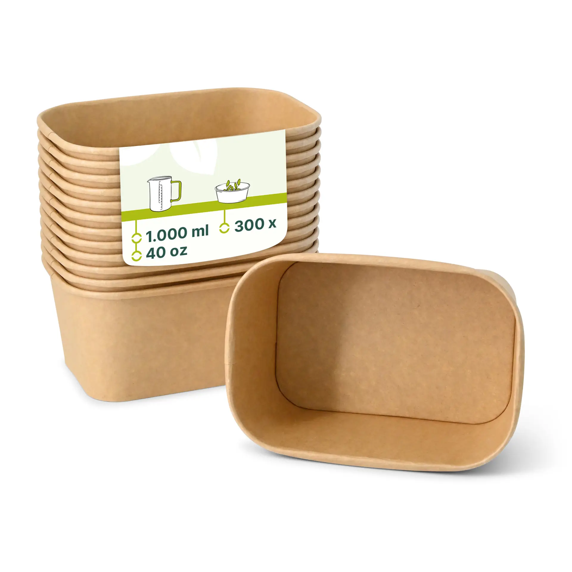 Kartonnen bakjes 1000 ml, 17,5 x 12,5 x 7,5 cm, kraft, rechthoekig Kartonnen bakjes 1000 ml, 17,5 x 12,5 x 7,5 cm, kraft, rechthoekig