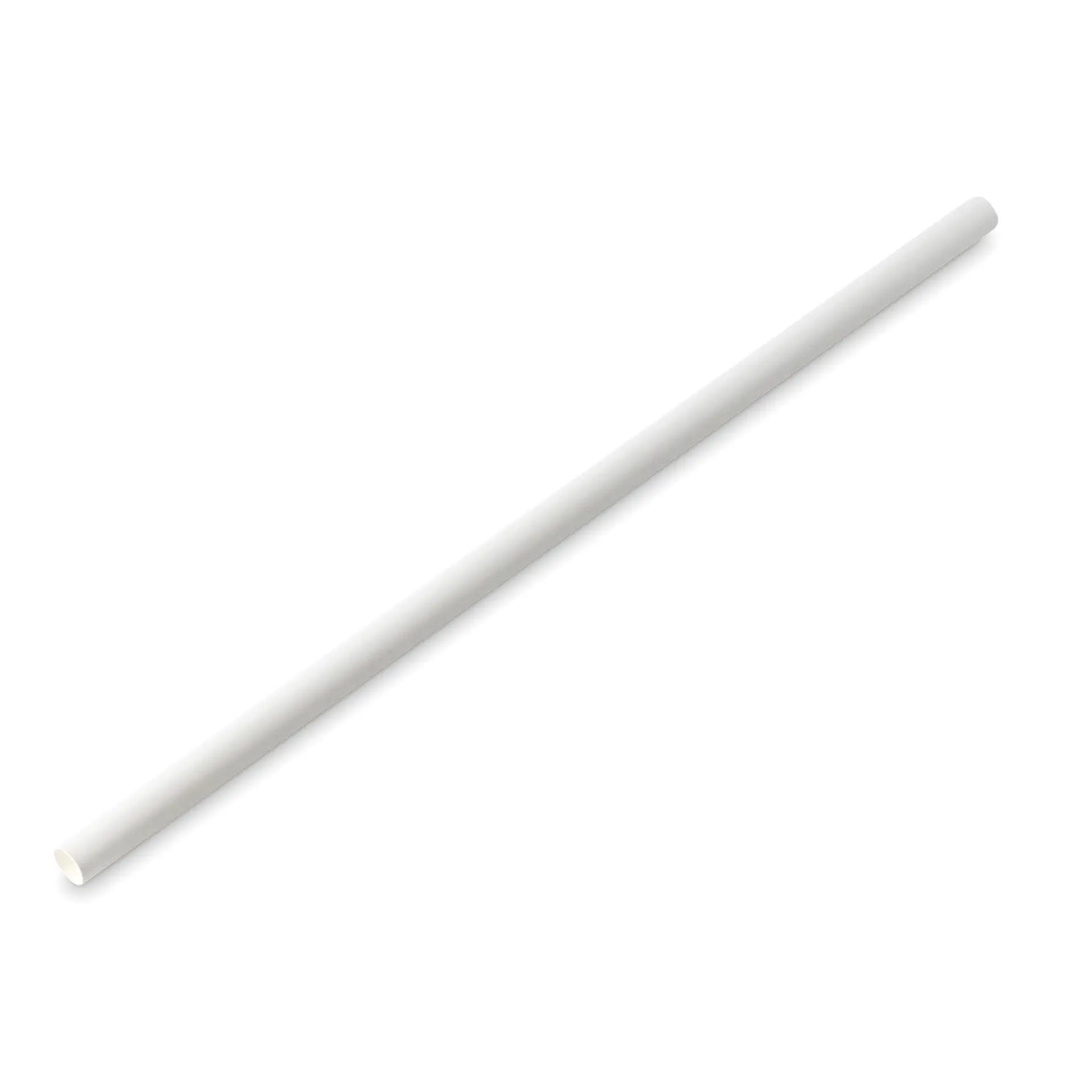 Jumbo papieren rietje 23 cm, Ø 0,8 cm, wit, verticaal gerold