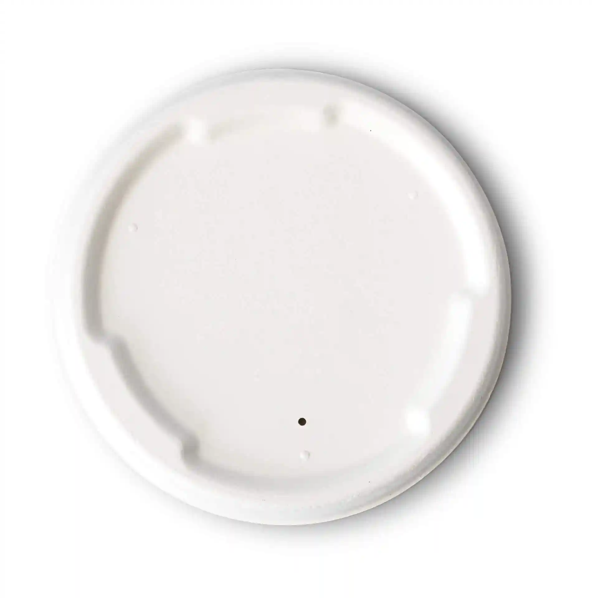 Witte ronde suikerrietdeksel met een diameter van 135 mm en een hoogte van 12 mm, met een gladde oppervlakte.